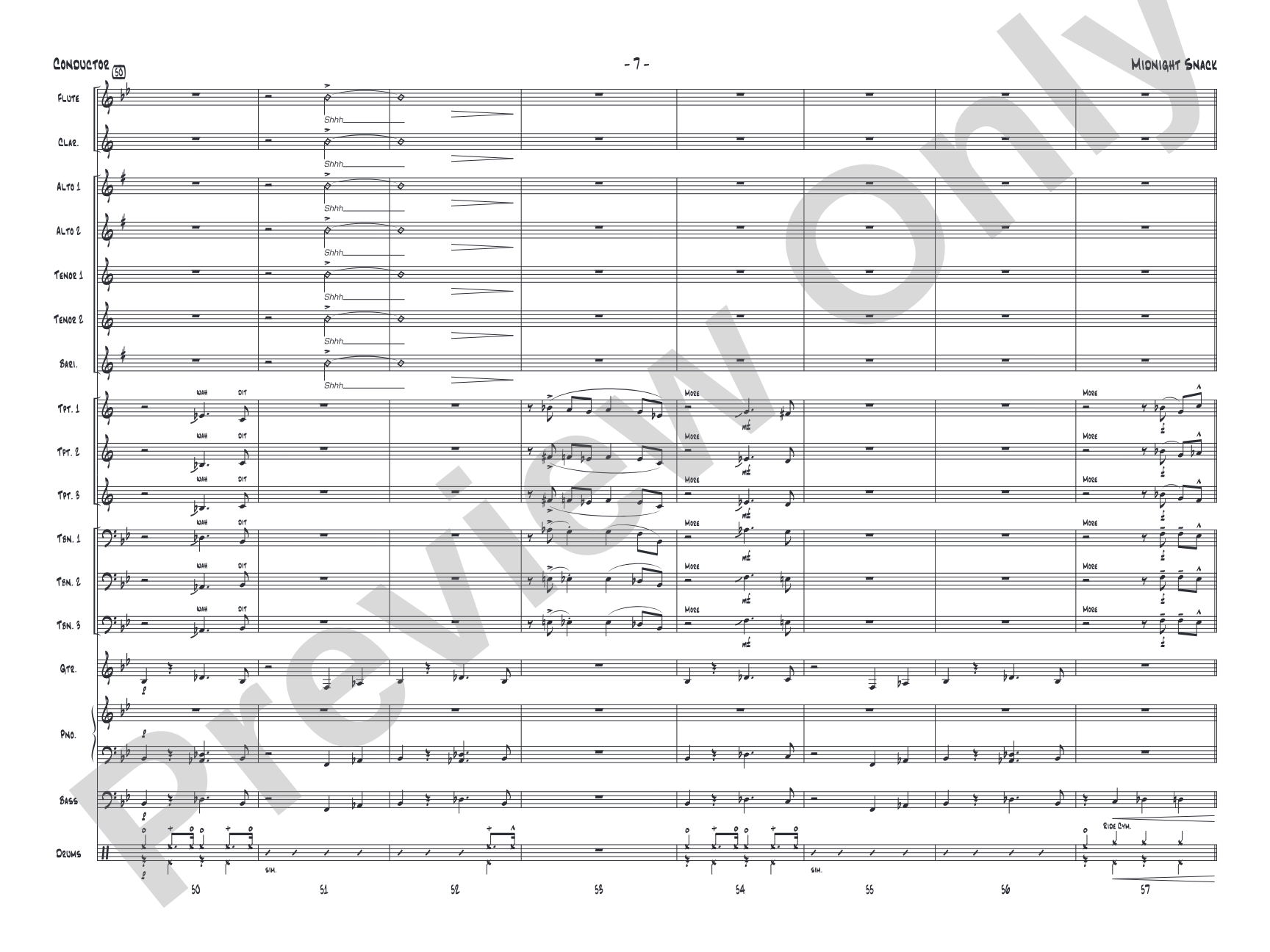 Midnight Snack: Jazz Ensemble Conductor Score & Parts