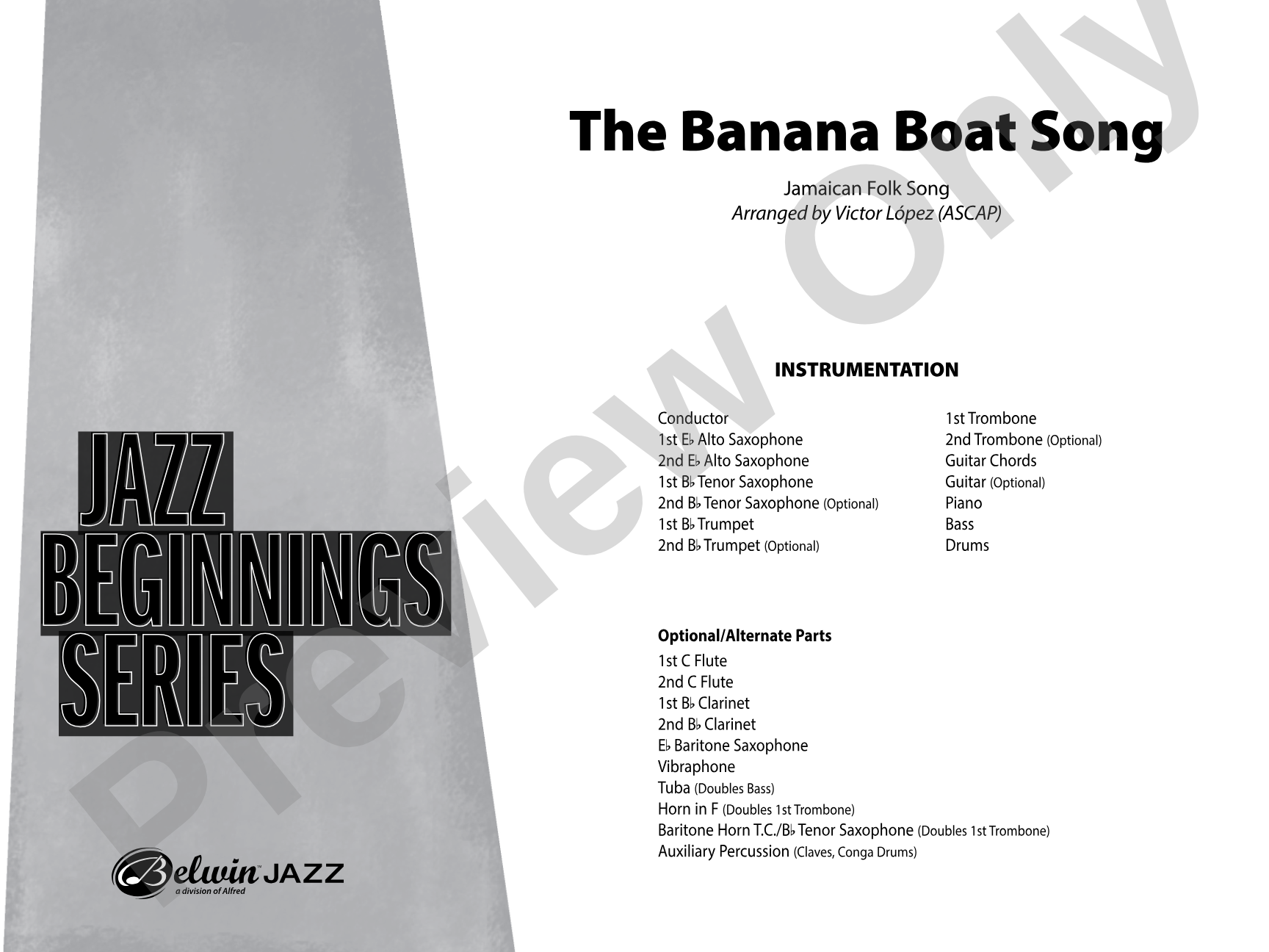 The Banana Boat Song: Jazz Ensemble Conductor Score & Parts