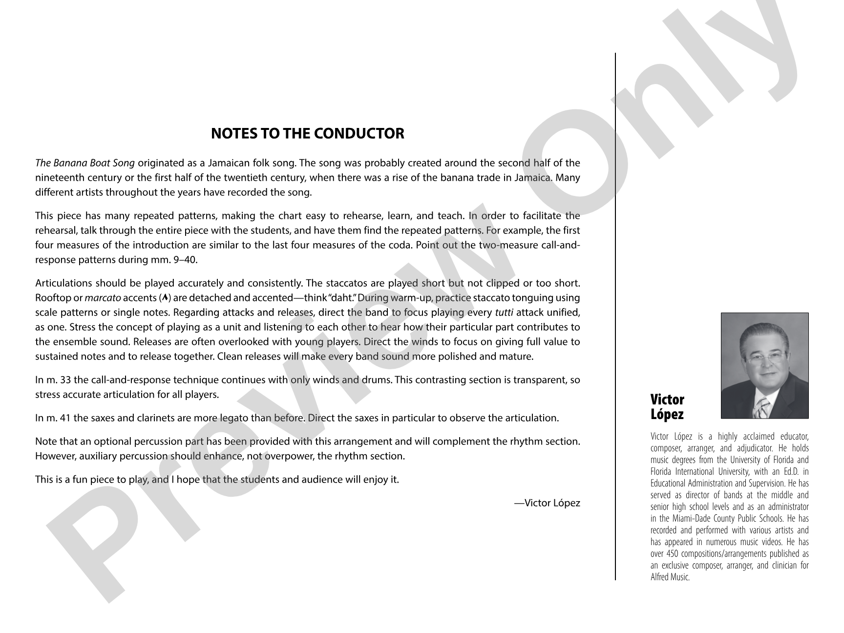 The Banana Boat Song: Jazz Ensemble Conductor Score & Parts