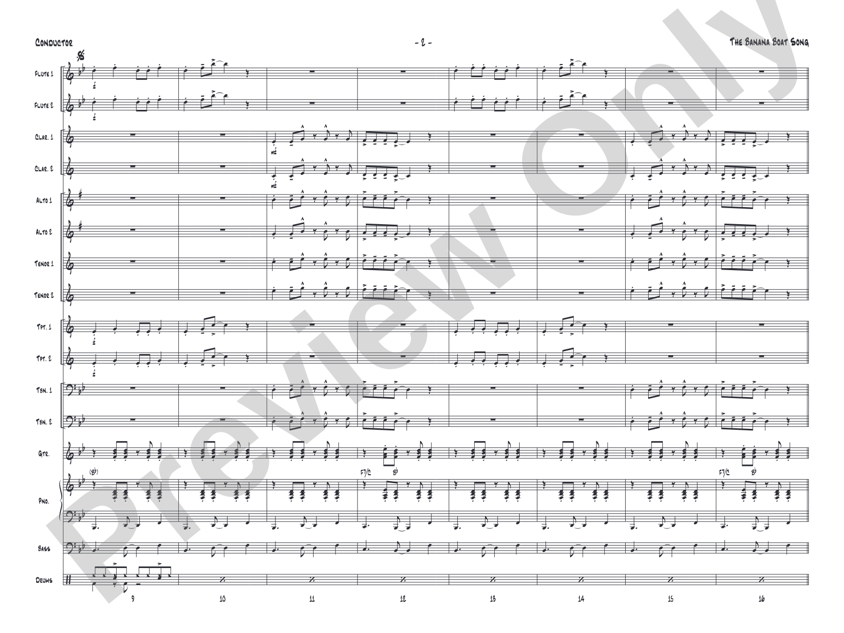 The Banana Boat Song: Jazz Ensemble Conductor Score & Parts