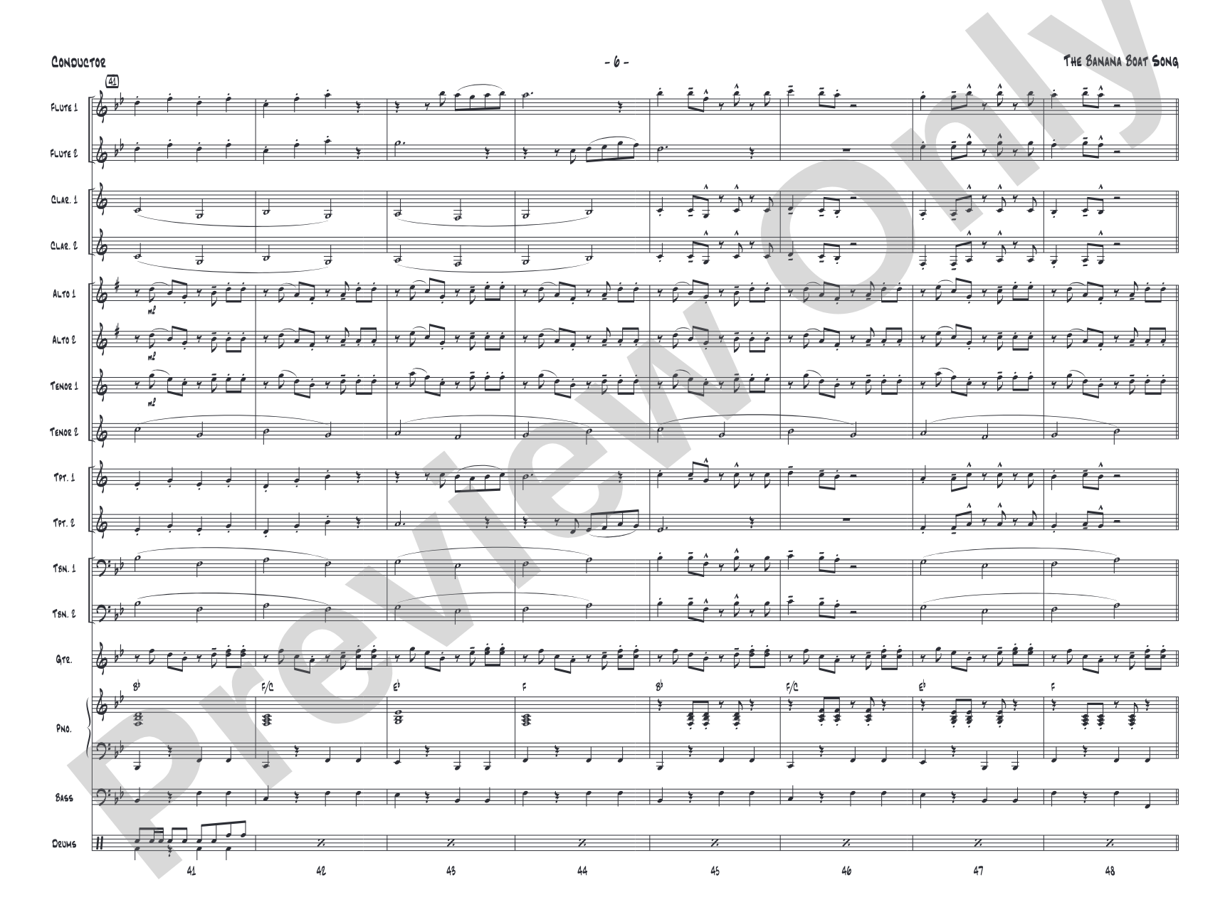 The Banana Boat Song: Jazz Ensemble Conductor Score & Parts