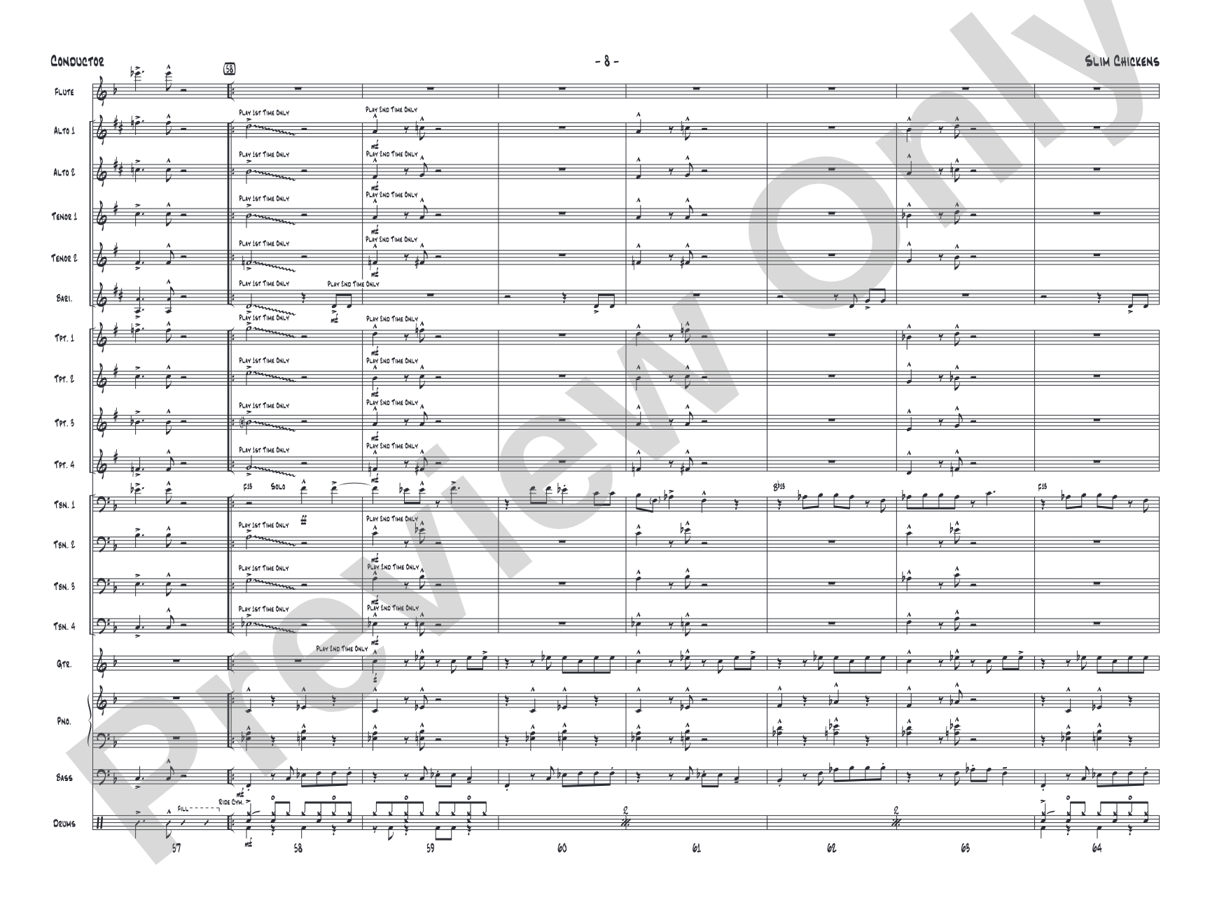 Slim Chickens: Jazz Ensemble Conductor Score & Parts