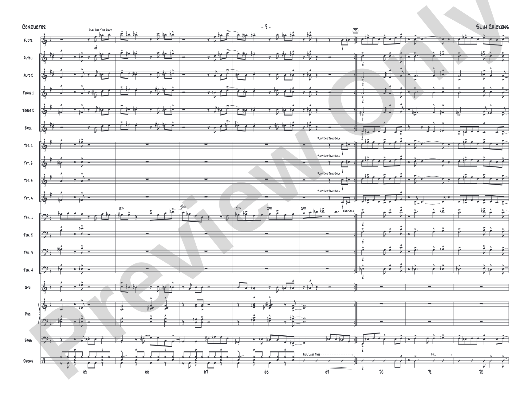 Slim Chickens: Jazz Ensemble Conductor Score & Parts