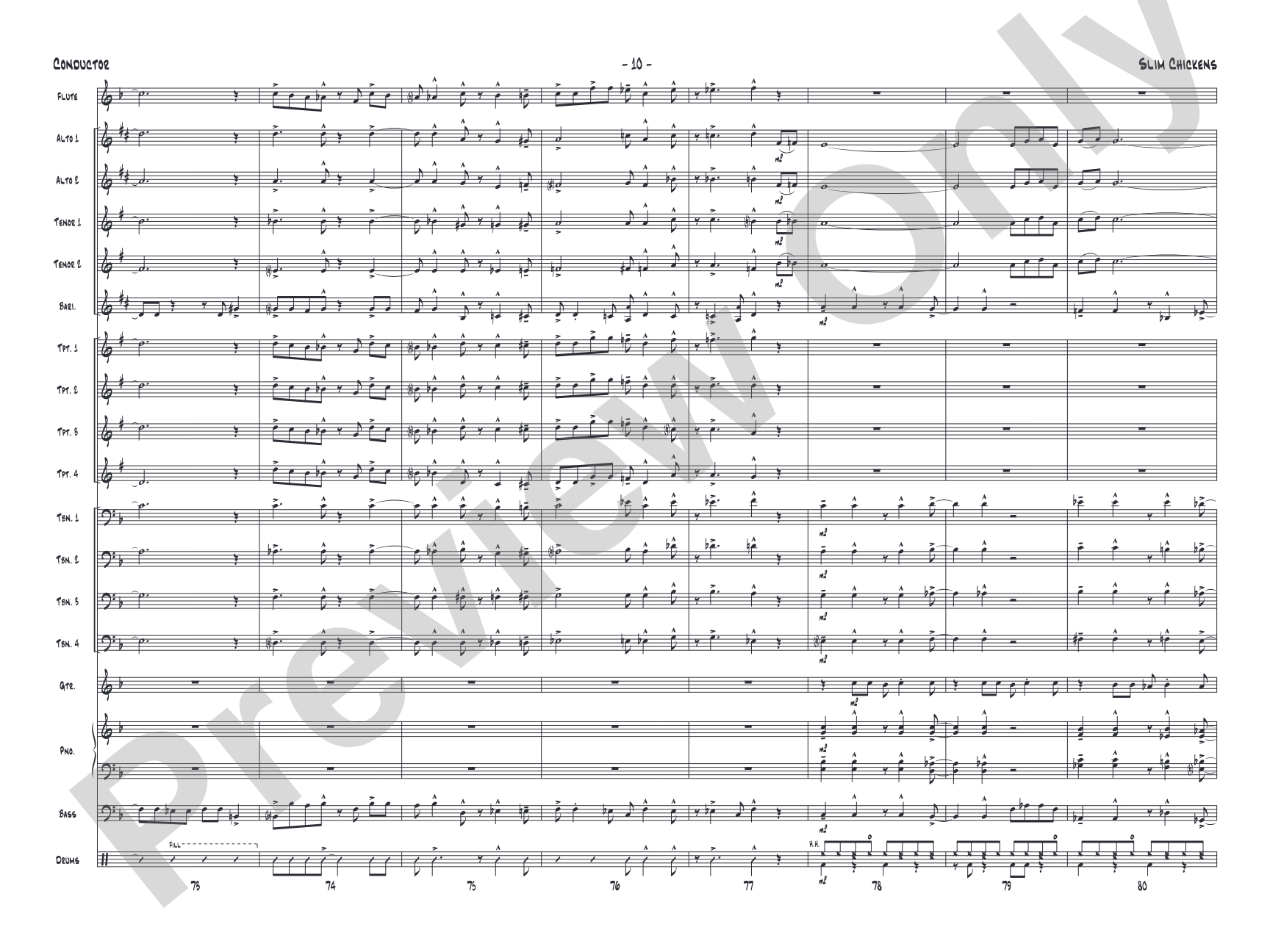 Slim Chickens: Jazz Ensemble Conductor Score & Parts