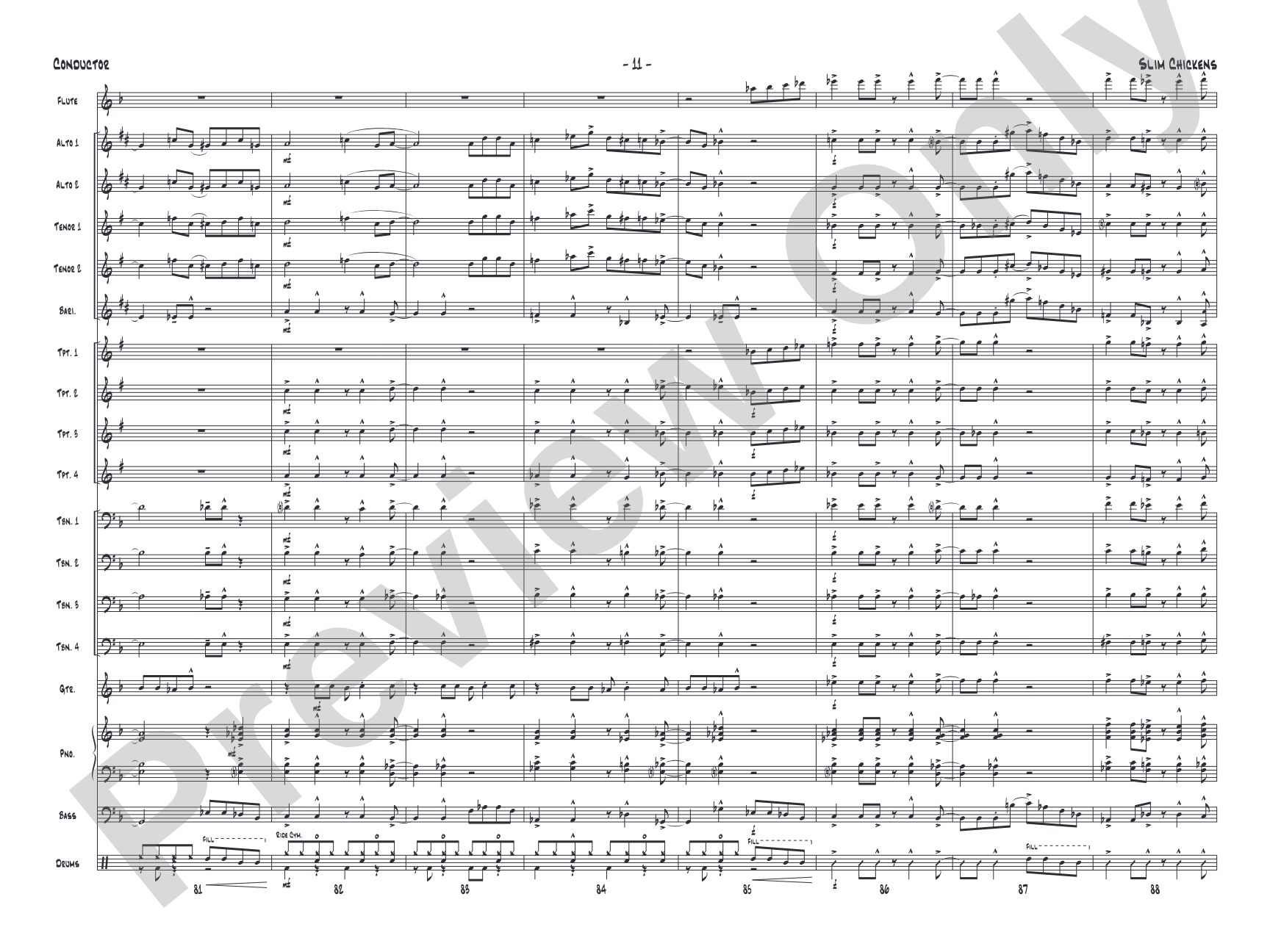 Slim Chickens: Jazz Ensemble Conductor Score & Parts