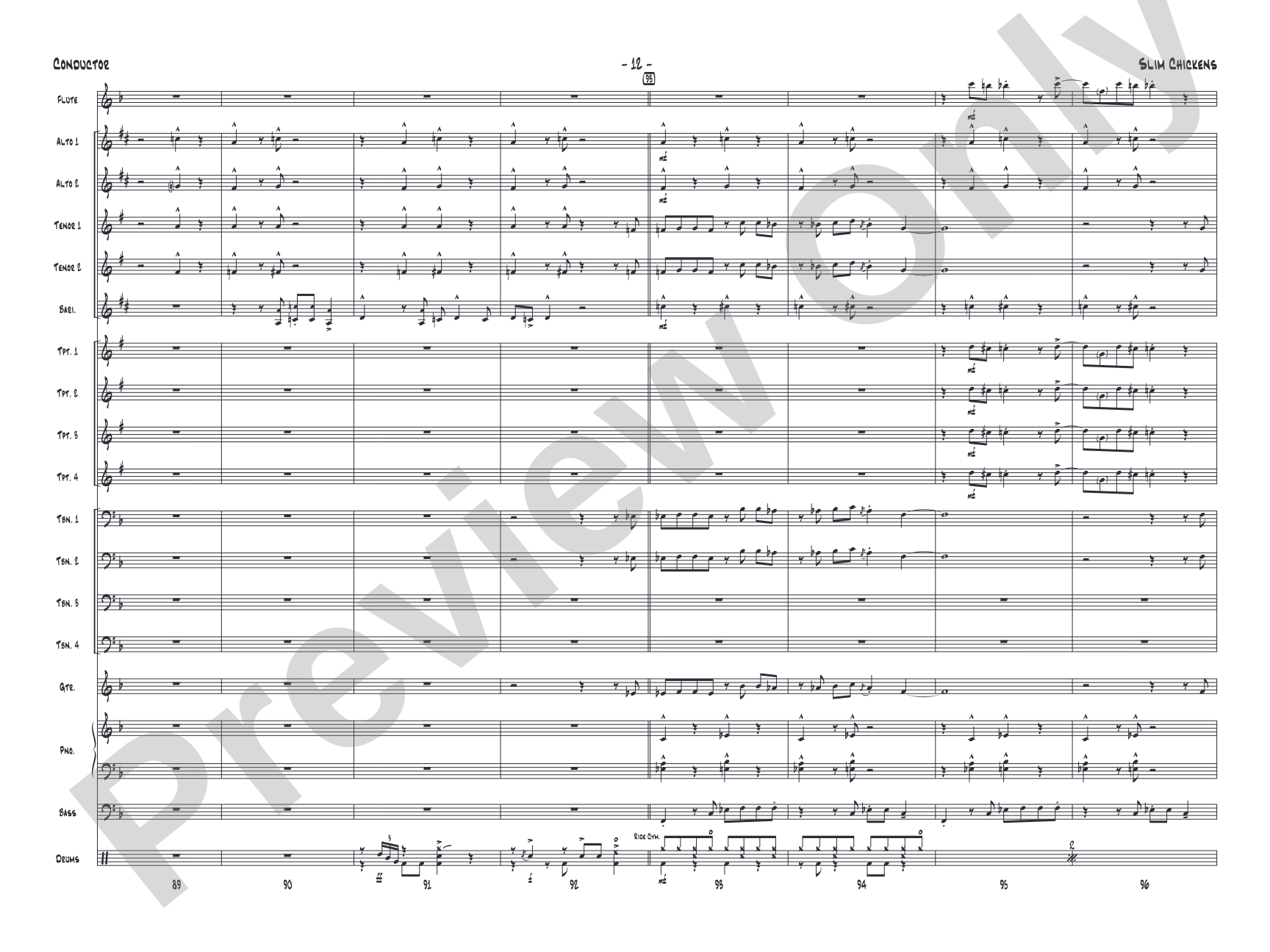 Slim Chickens: Jazz Ensemble Conductor Score & Parts