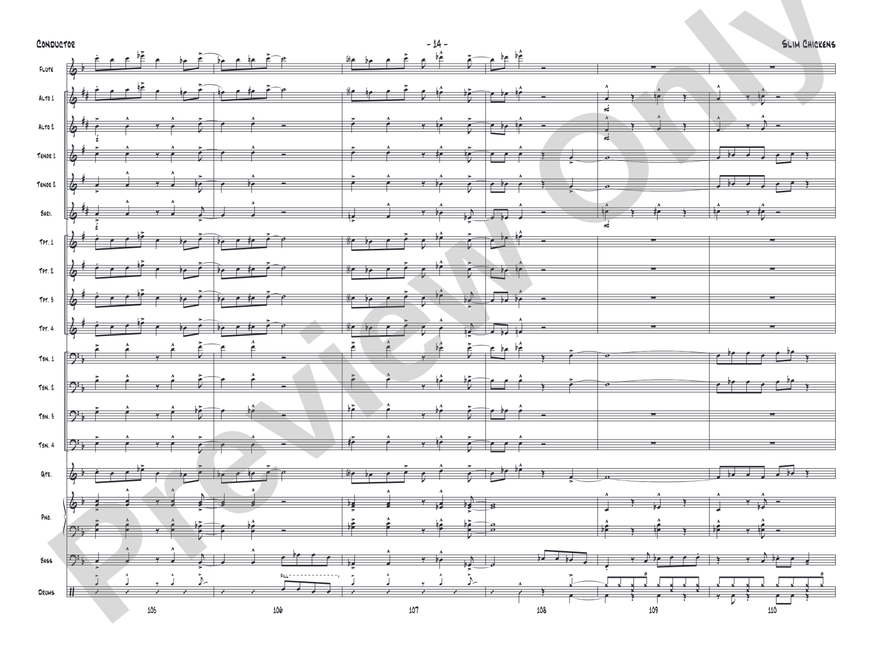 Slim Chickens: Jazz Ensemble Conductor Score & Parts