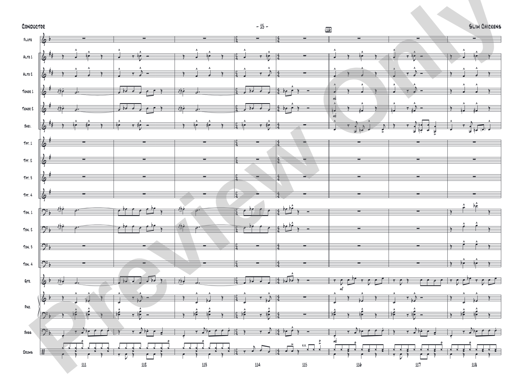 Slim Chickens: Jazz Ensemble Conductor Score & Parts
