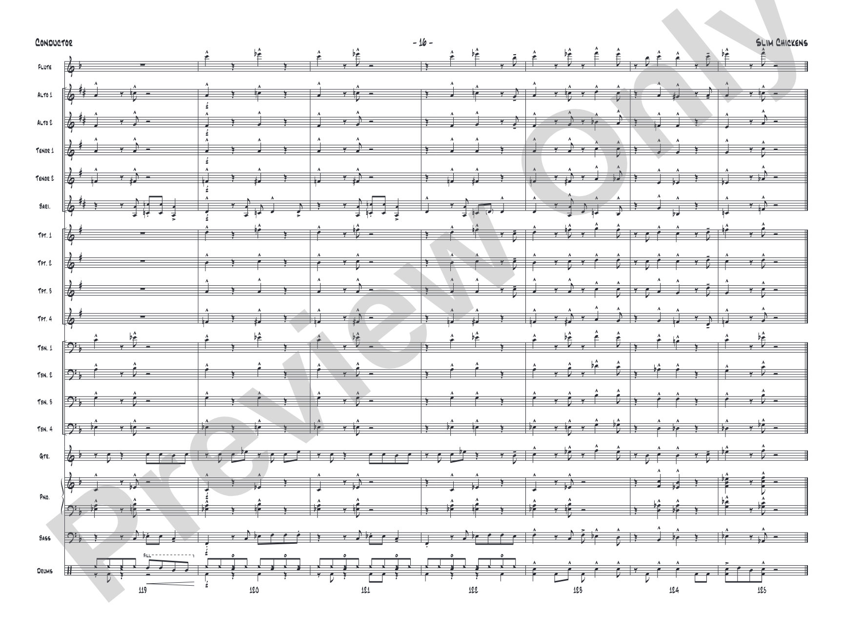 Slim Chickens: Jazz Ensemble Conductor Score & Parts