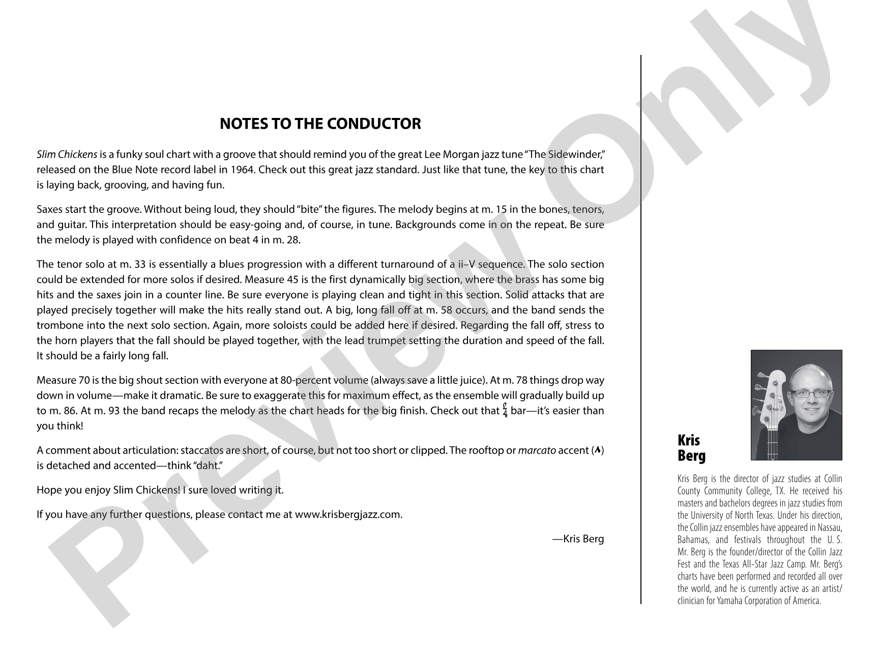 Slim Chickens: Jazz Ensemble Conductor Score & Parts