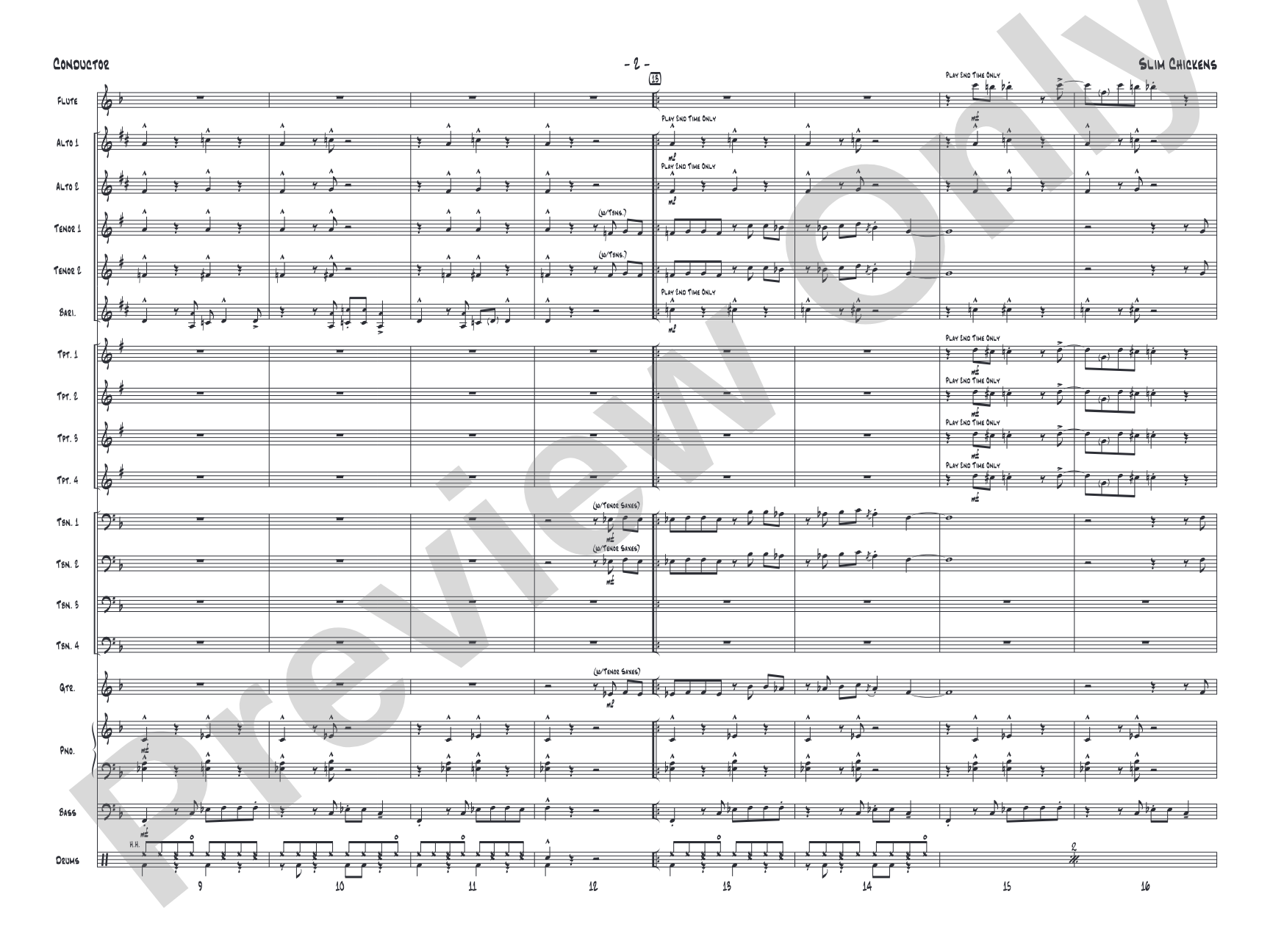 Slim Chickens: Jazz Ensemble Conductor Score & Parts