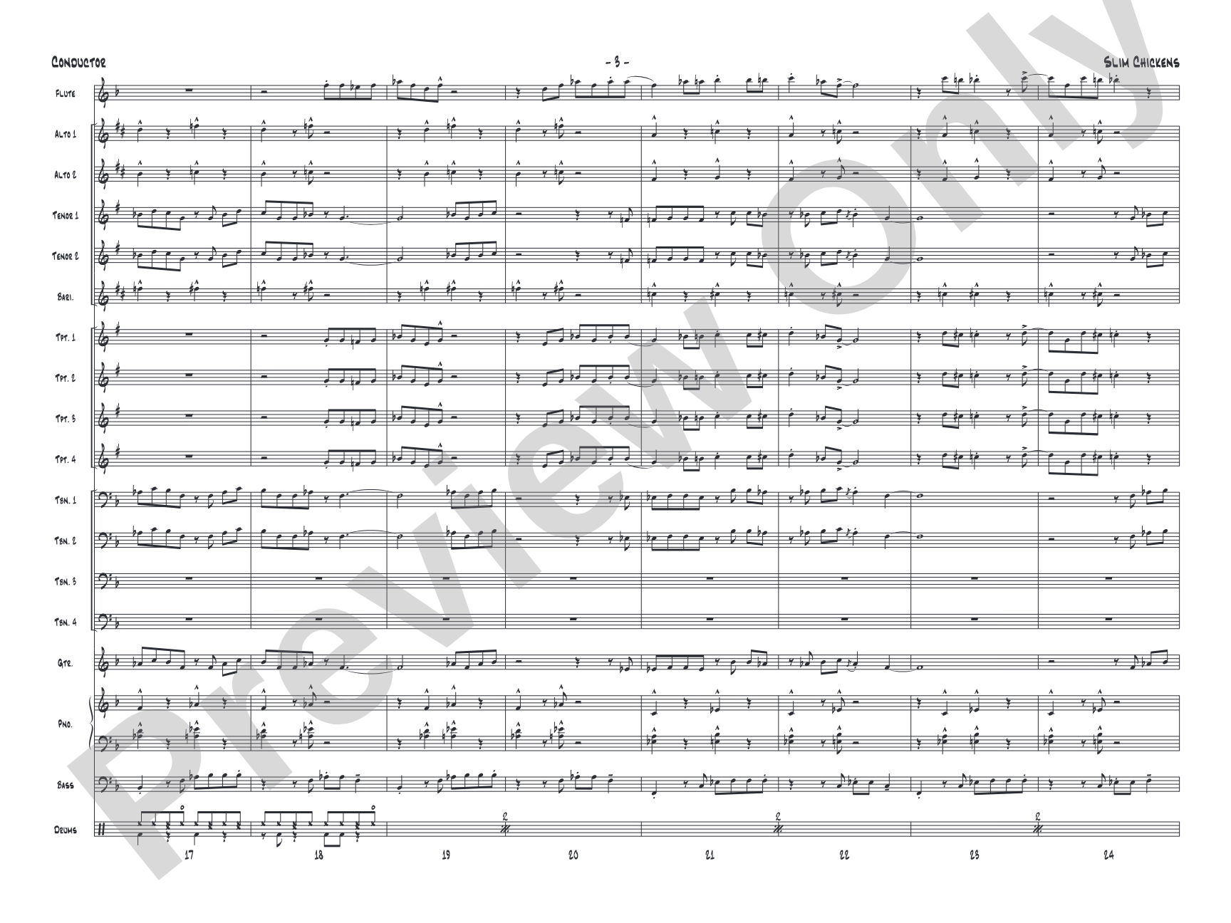 Slim Chickens: Jazz Ensemble Conductor Score & Parts