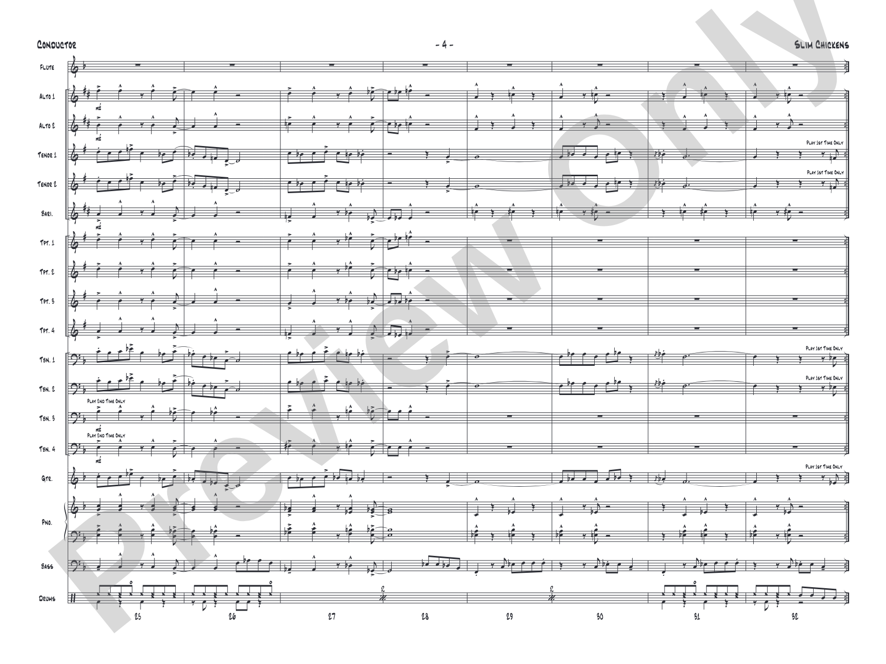Slim Chickens: Jazz Ensemble Conductor Score & Parts