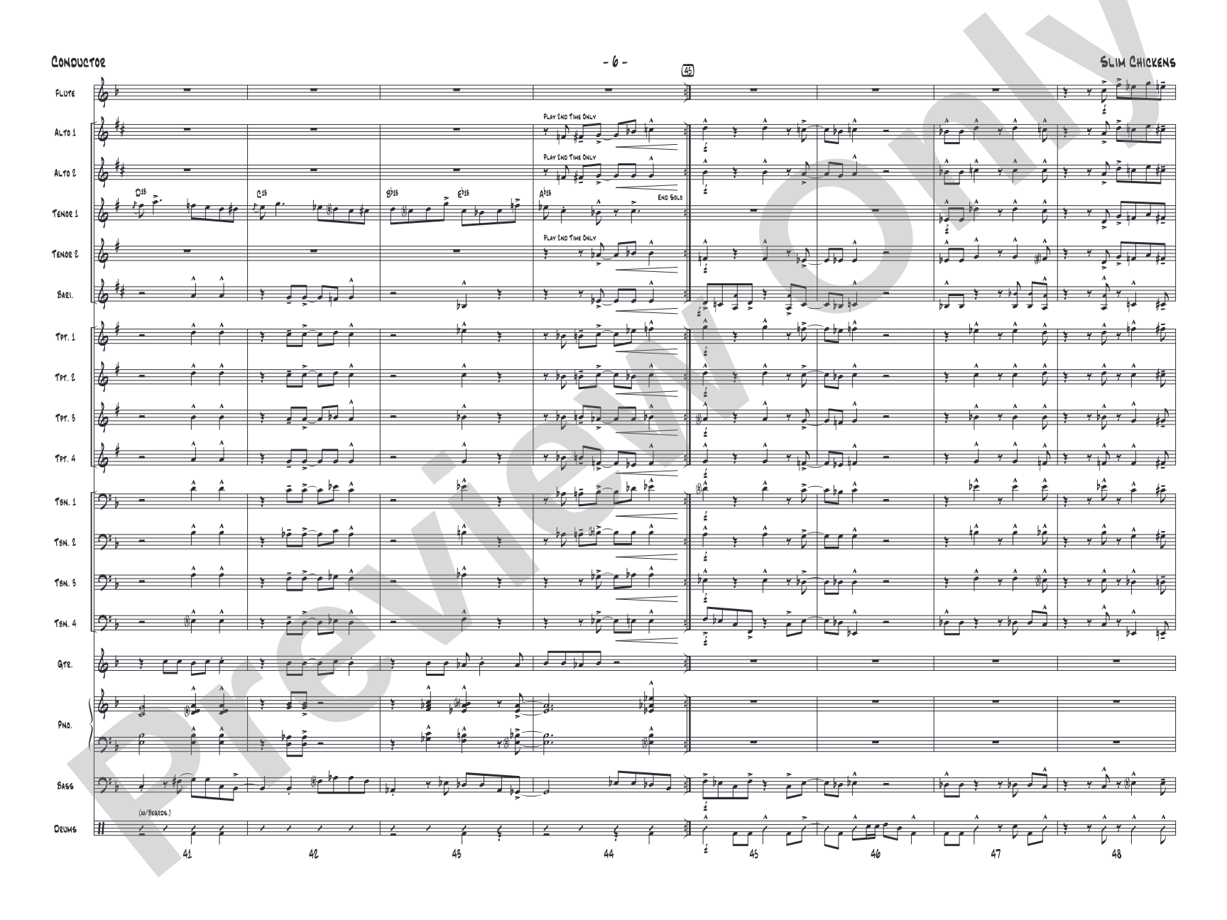 Slim Chickens: Jazz Ensemble Conductor Score & Parts