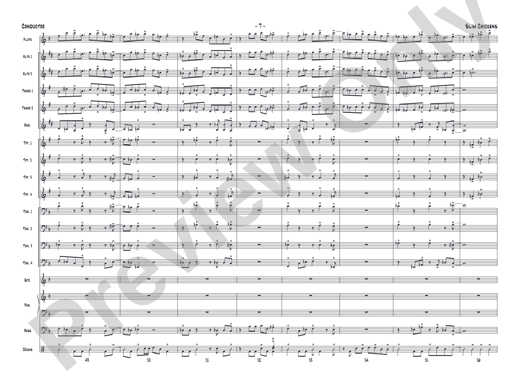 Slim Chickens: Jazz Ensemble Conductor Score & Parts