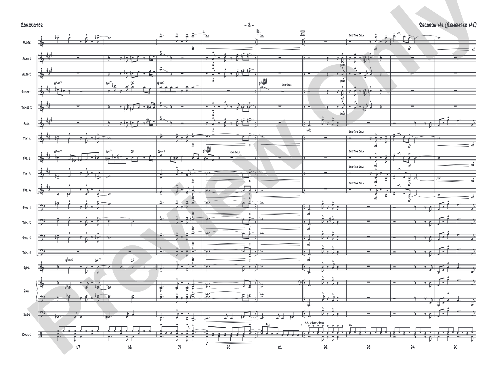Recorda Me: Jazz Ensemble Conductor Score & Parts