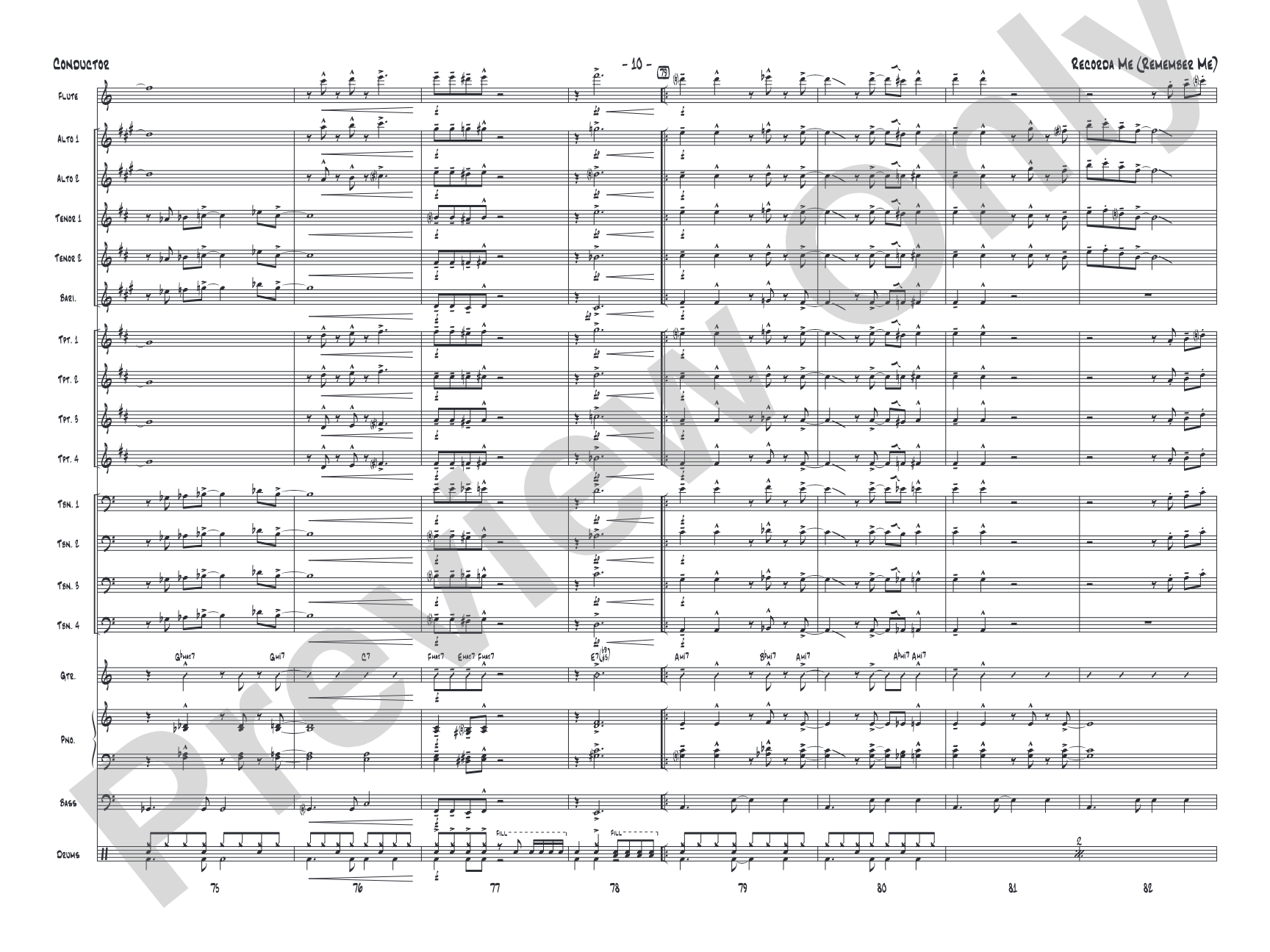Recorda Me: Jazz Ensemble Conductor Score & Parts