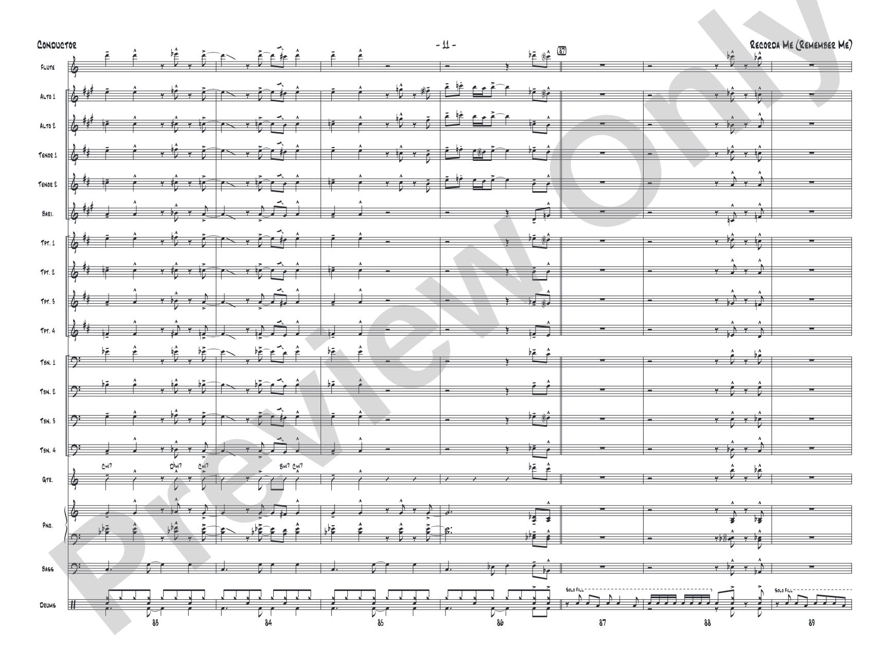 Recorda Me: Jazz Ensemble Conductor Score & Parts