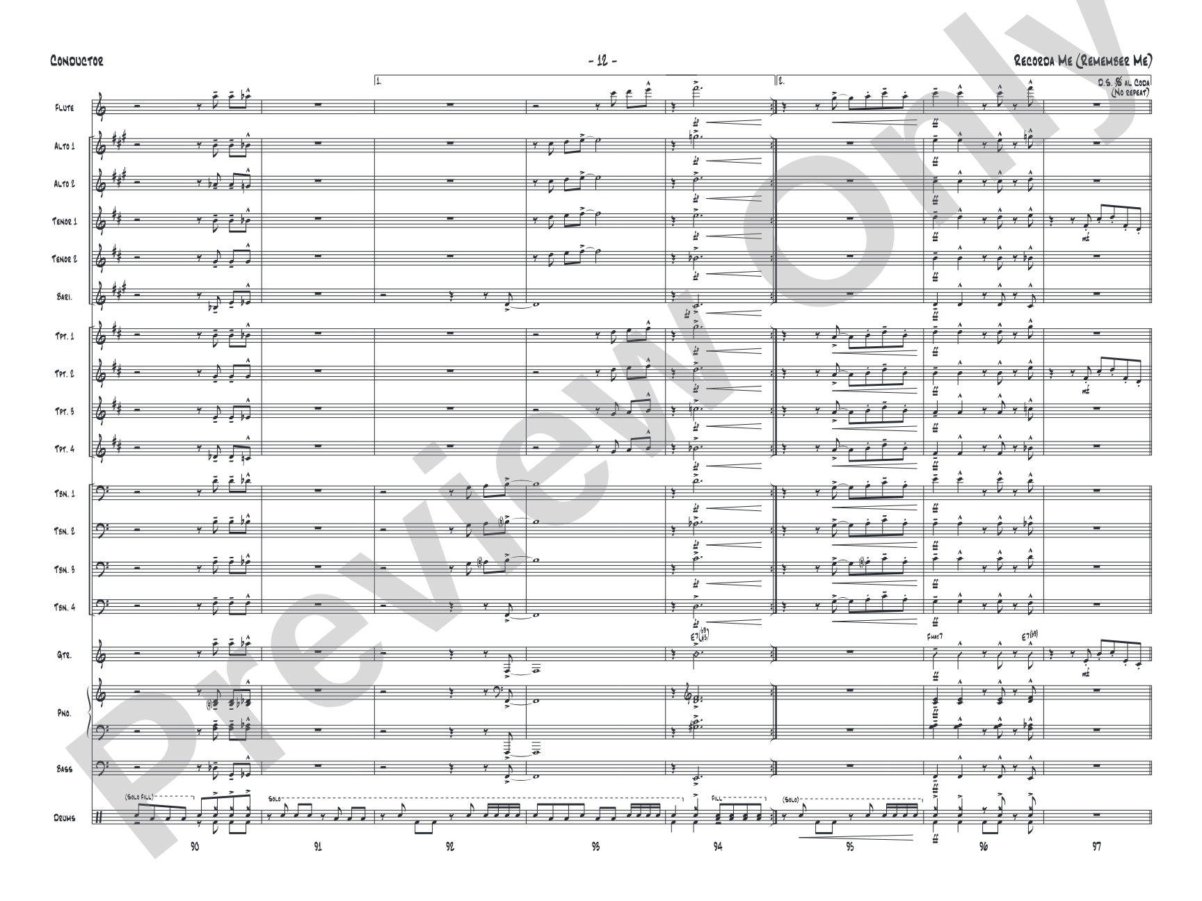 Recorda Me: Jazz Ensemble Conductor Score & Parts