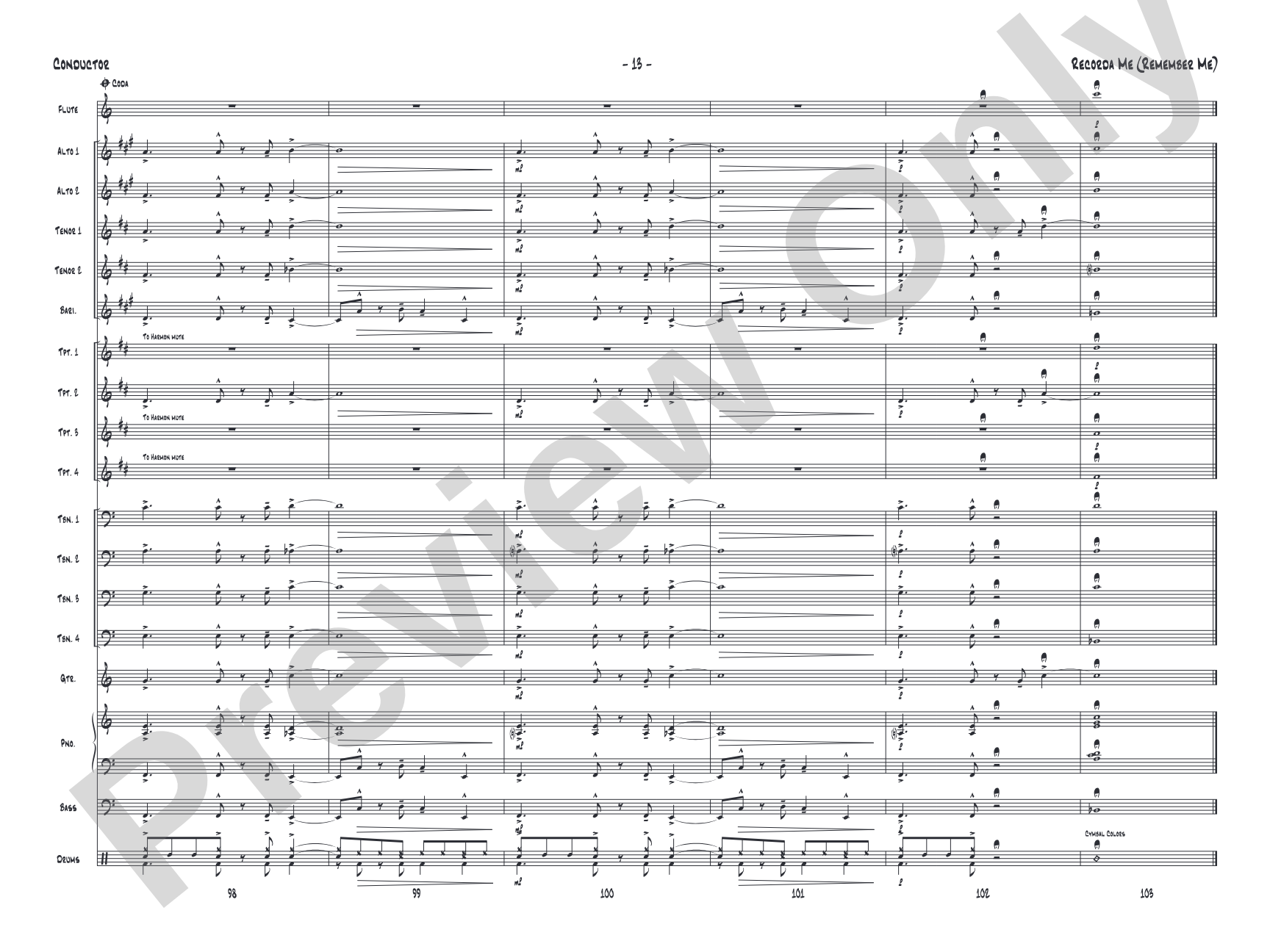 Recorda Me: Jazz Ensemble Conductor Score & Parts