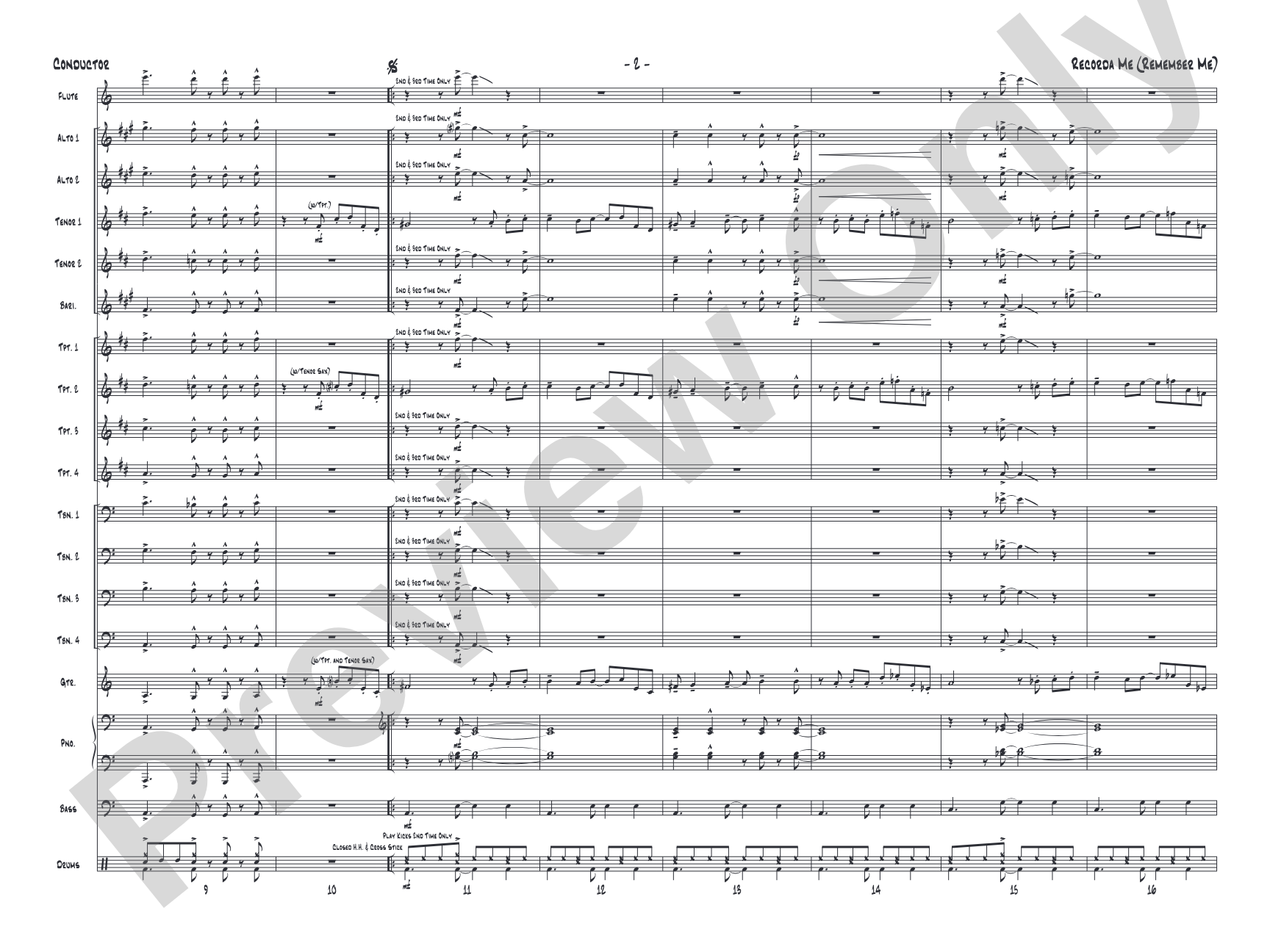 Recorda Me: Jazz Ensemble Conductor Score & Parts