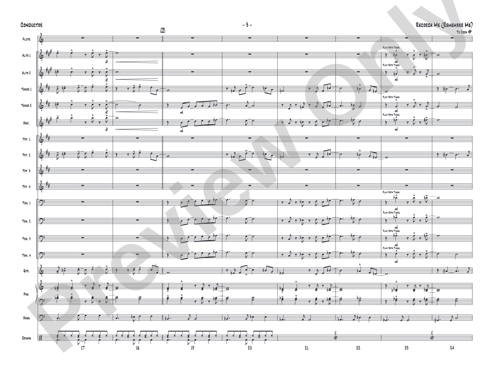 Recorda Me: Jazz Ensemble Conductor Score & Parts