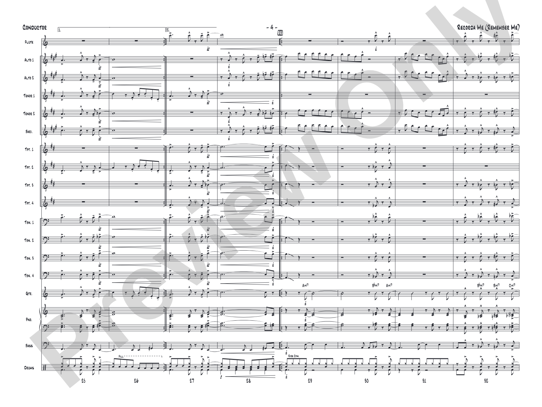 Recorda Me: Jazz Ensemble Conductor Score & Parts