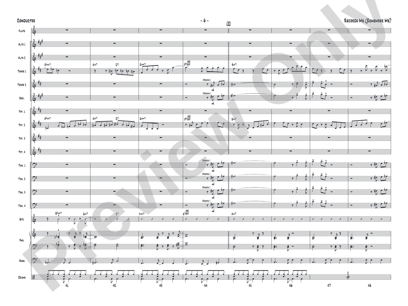 Recorda Me: Jazz Ensemble Conductor Score & Parts