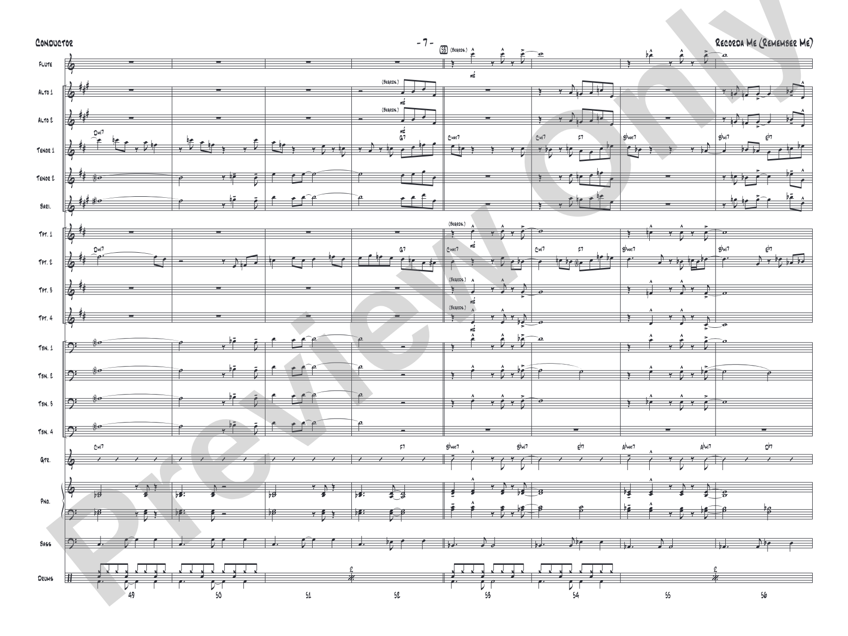 Recorda Me: Jazz Ensemble Conductor Score & Parts