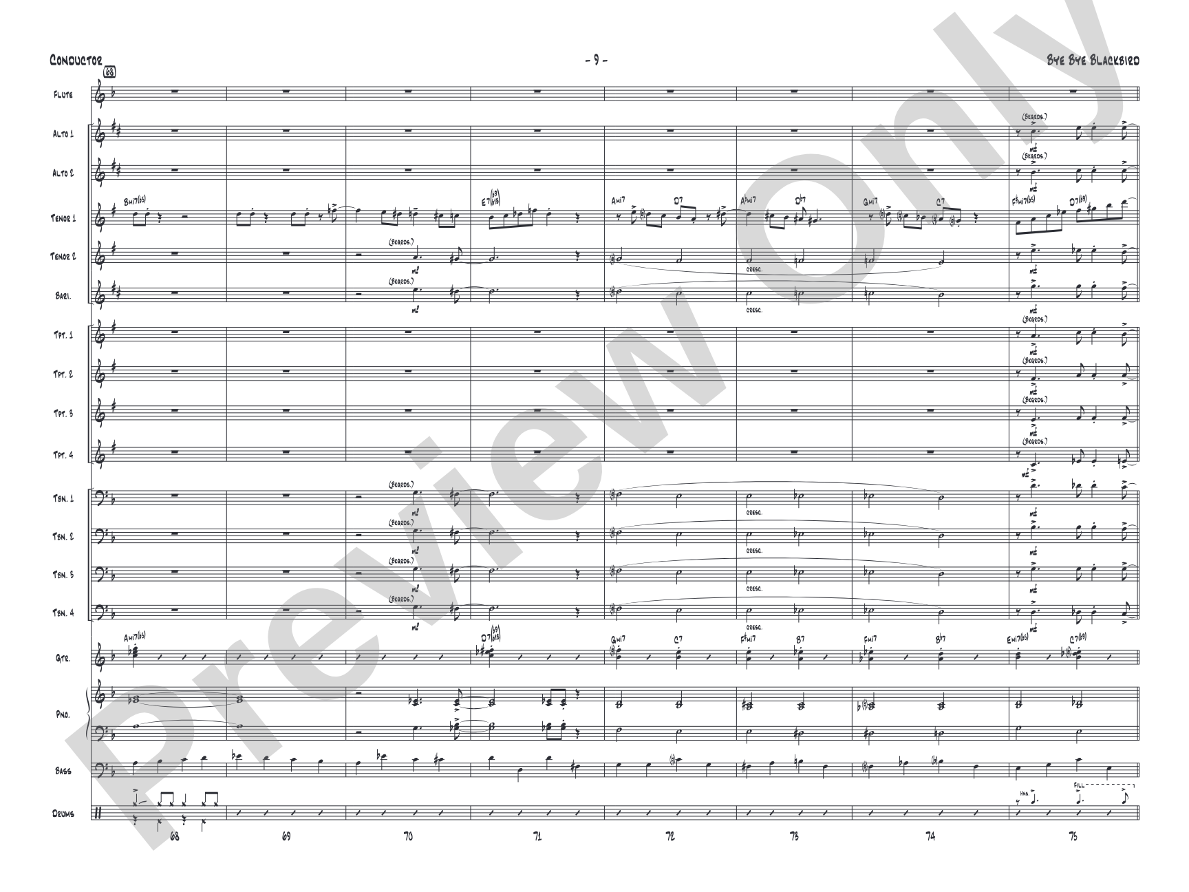 Bye Bye Blackbird: Jazz Ensemble Conductor Score & Parts