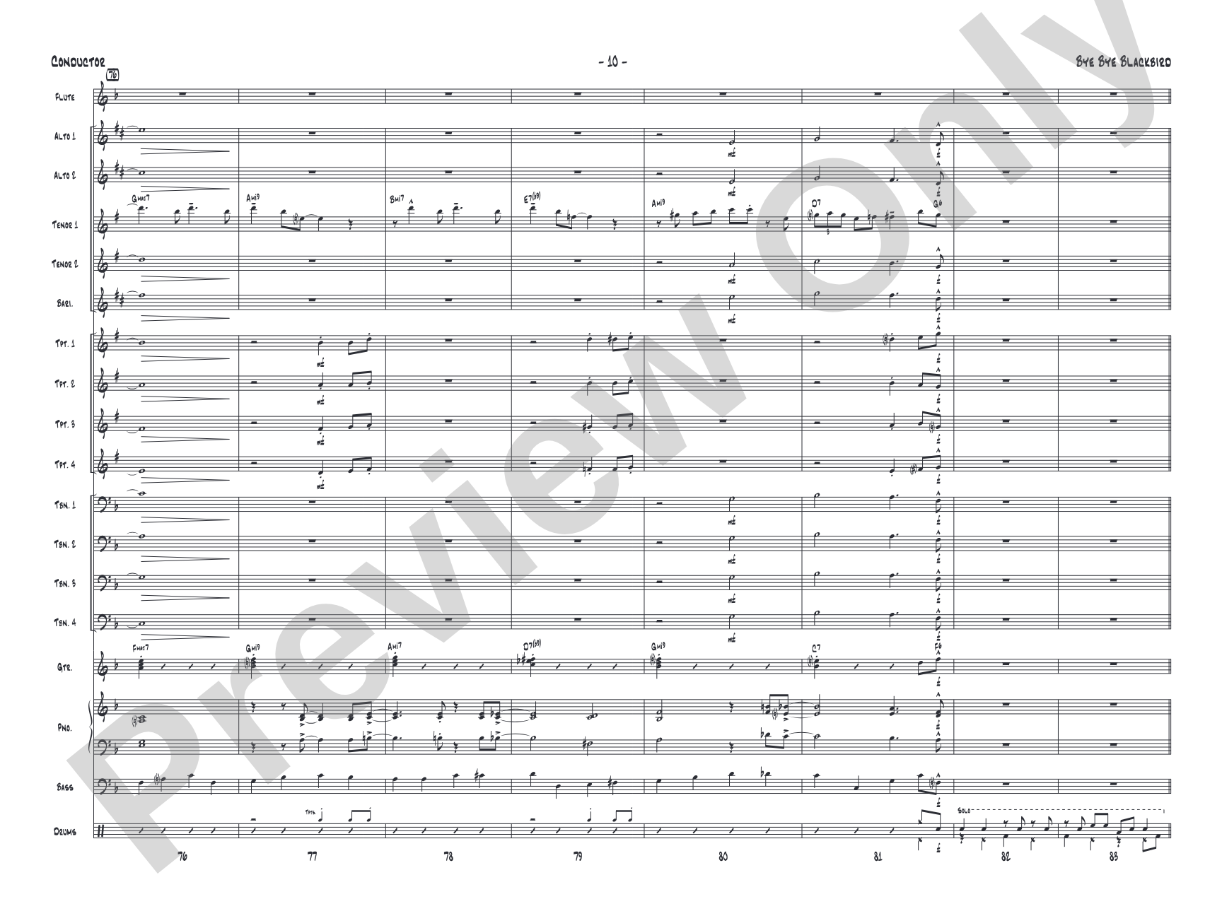 Bye Bye Blackbird: Jazz Ensemble Conductor Score & Parts