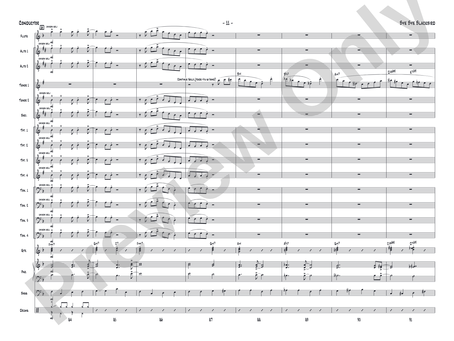 Bye Bye Blackbird: Jazz Ensemble Conductor Score & Parts