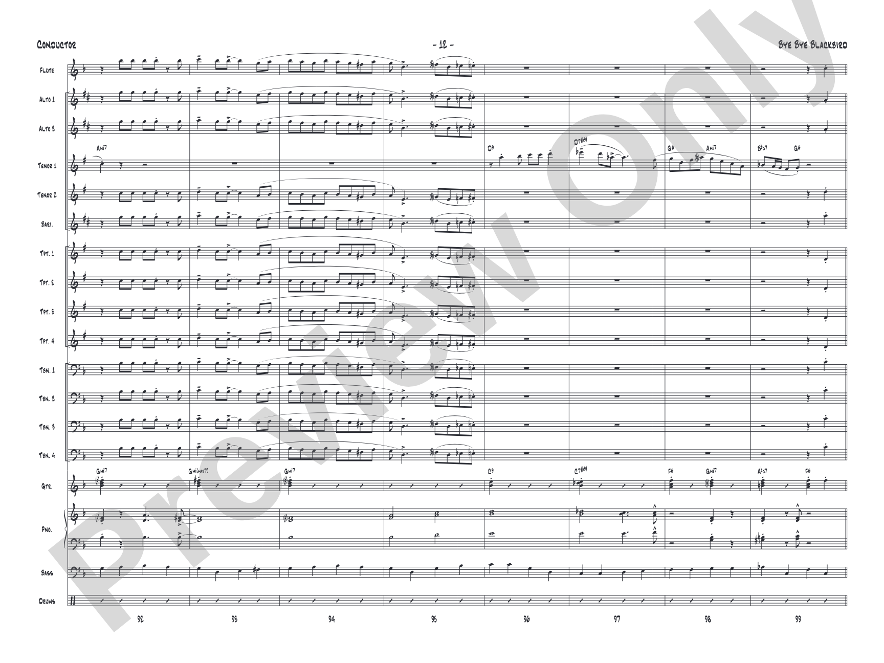 Bye Bye Blackbird: Jazz Ensemble Conductor Score & Parts