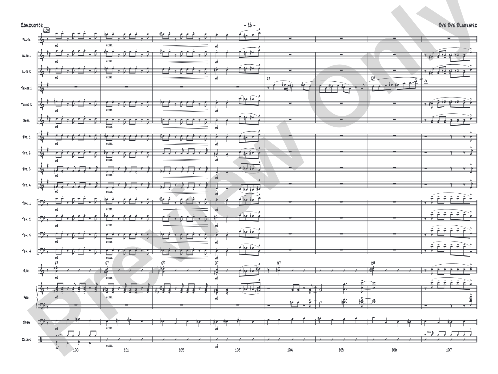 Bye Bye Blackbird: Jazz Ensemble Conductor Score & Parts