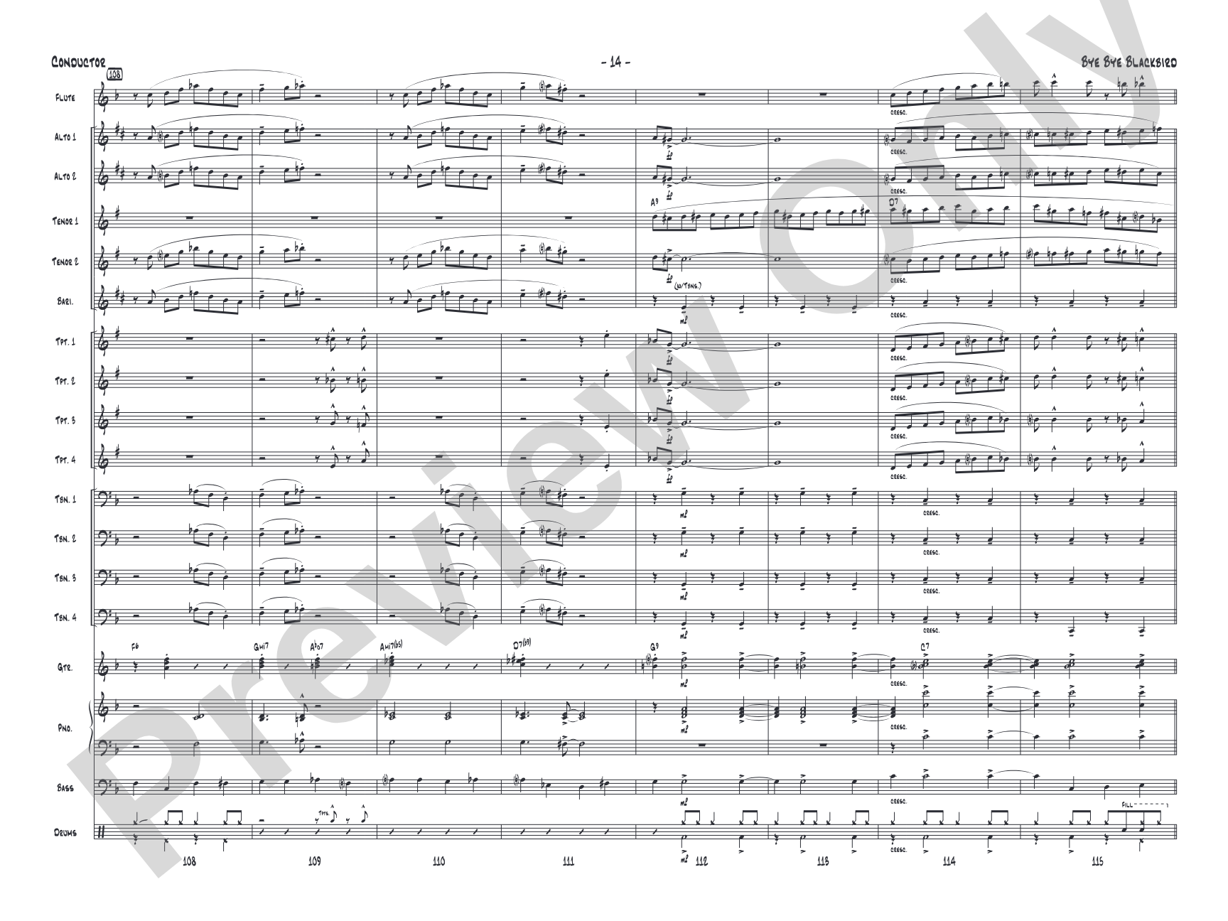 Bye Bye Blackbird: Jazz Ensemble Conductor Score & Parts