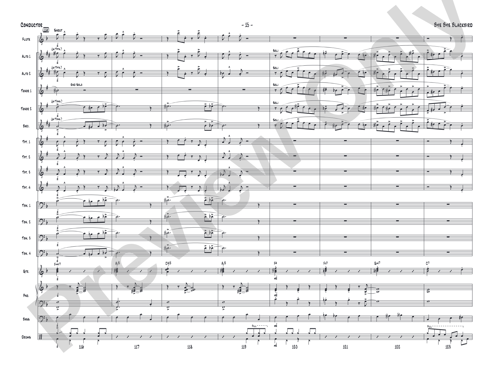 Bye Bye Blackbird: Jazz Ensemble Conductor Score & Parts