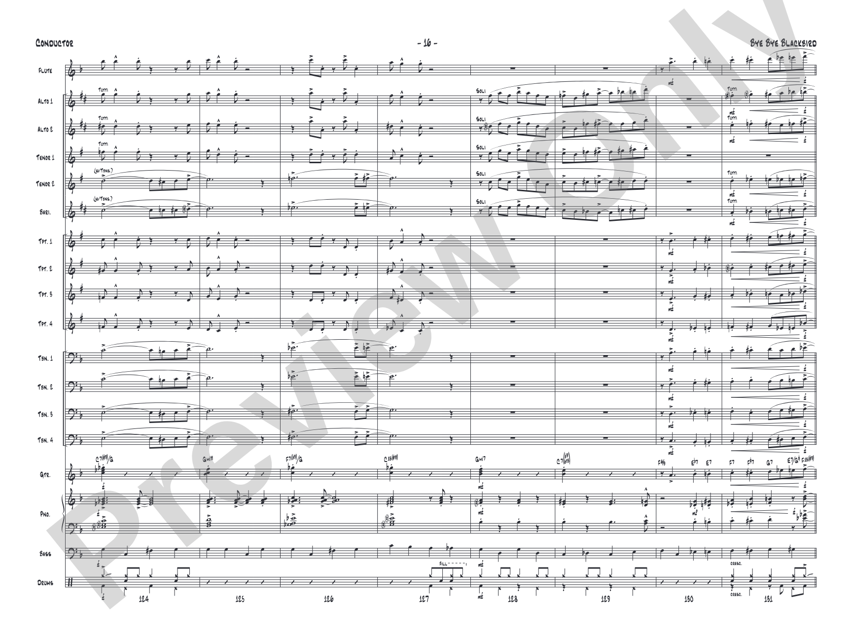 Bye Bye Blackbird: Jazz Ensemble Conductor Score & Parts