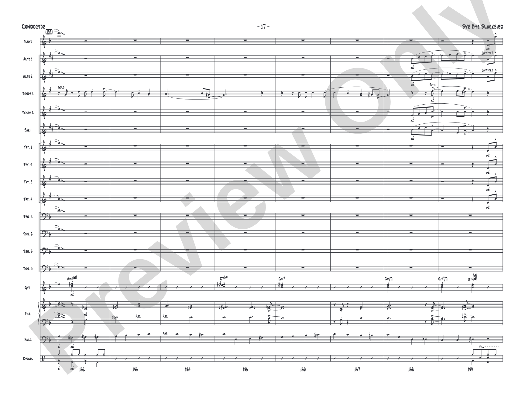 Bye Bye Blackbird: Jazz Ensemble Conductor Score & Parts