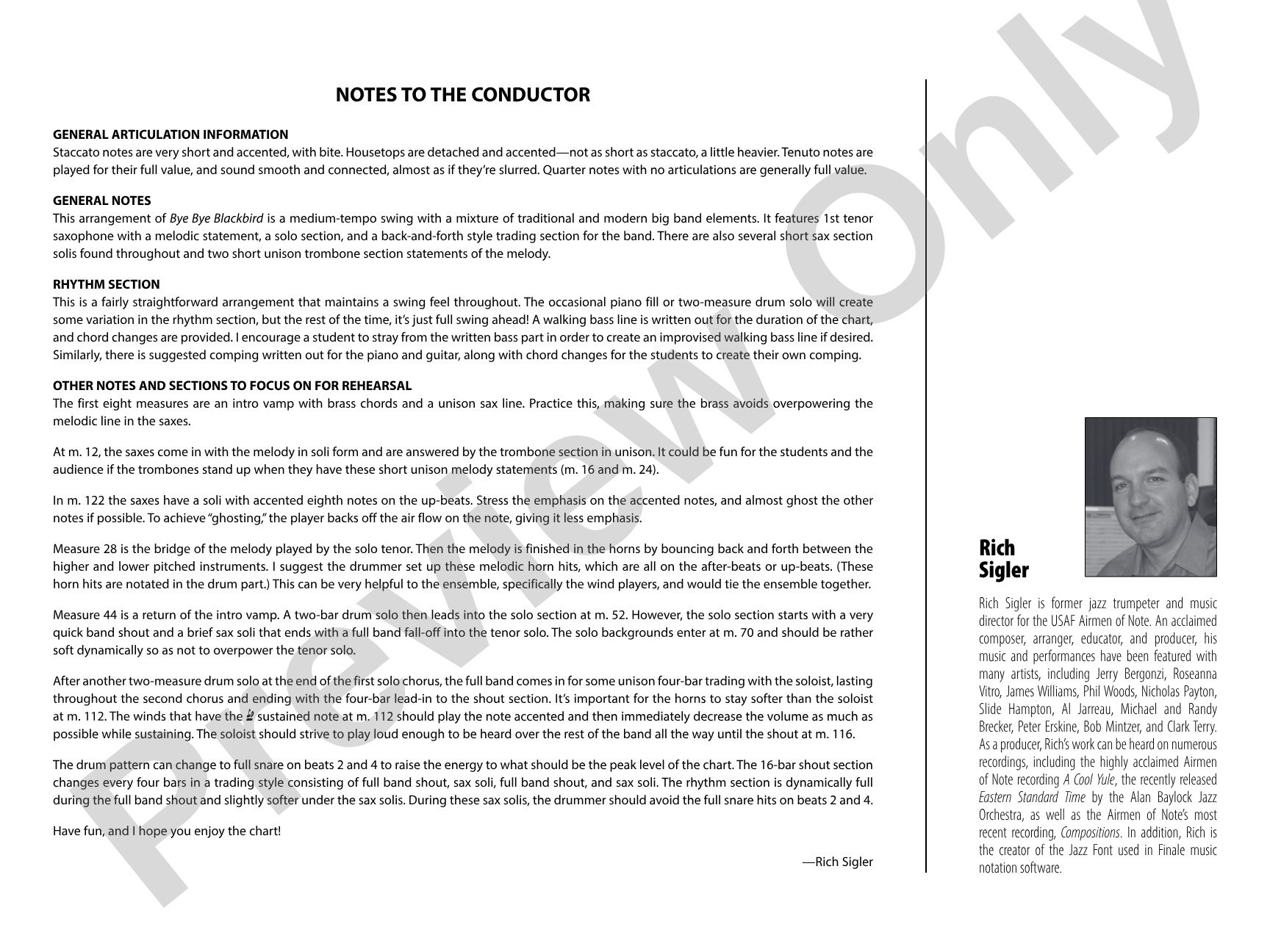 Bye Bye Blackbird: Jazz Ensemble Conductor Score & Parts