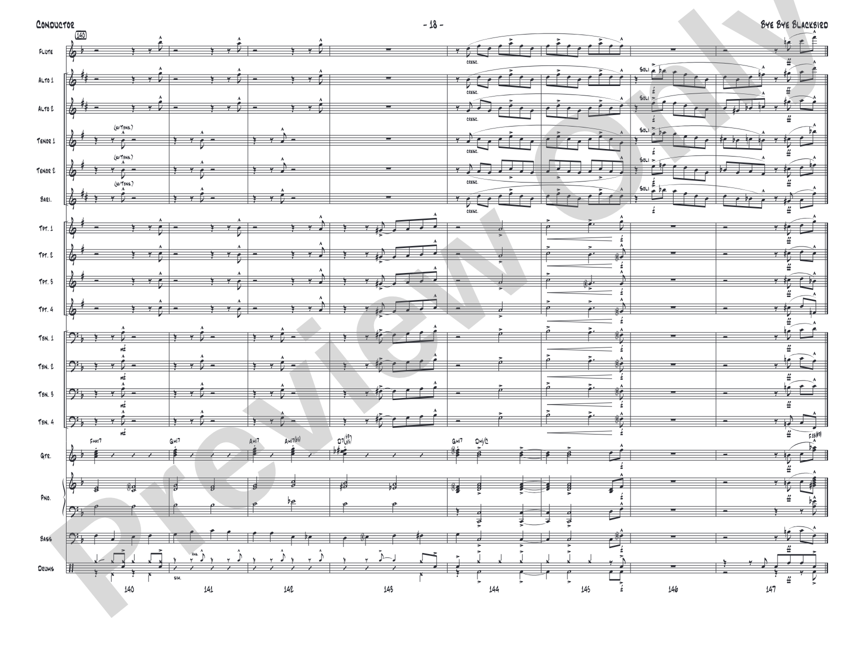 Bye Bye Blackbird: Jazz Ensemble Conductor Score & Parts