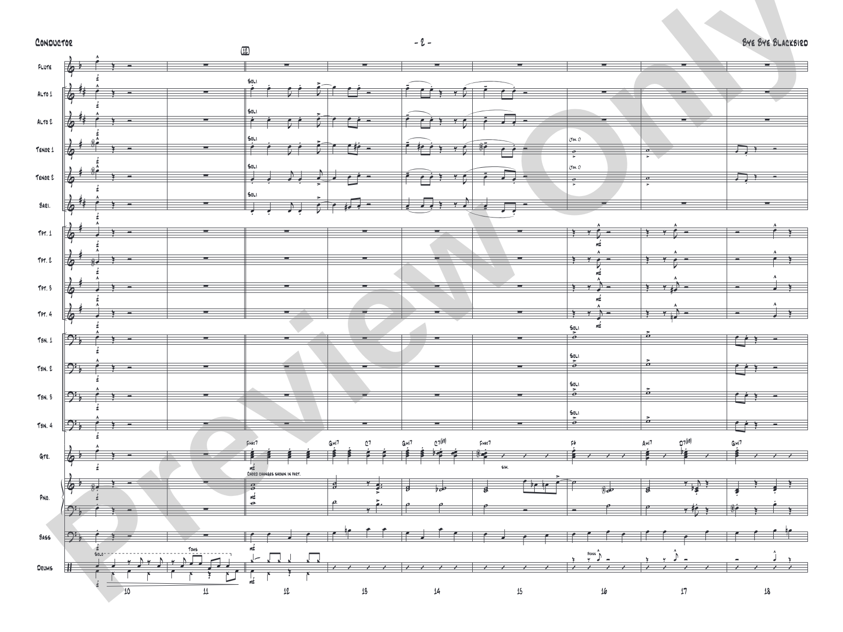 Bye Bye Blackbird: Jazz Ensemble Conductor Score & Parts
