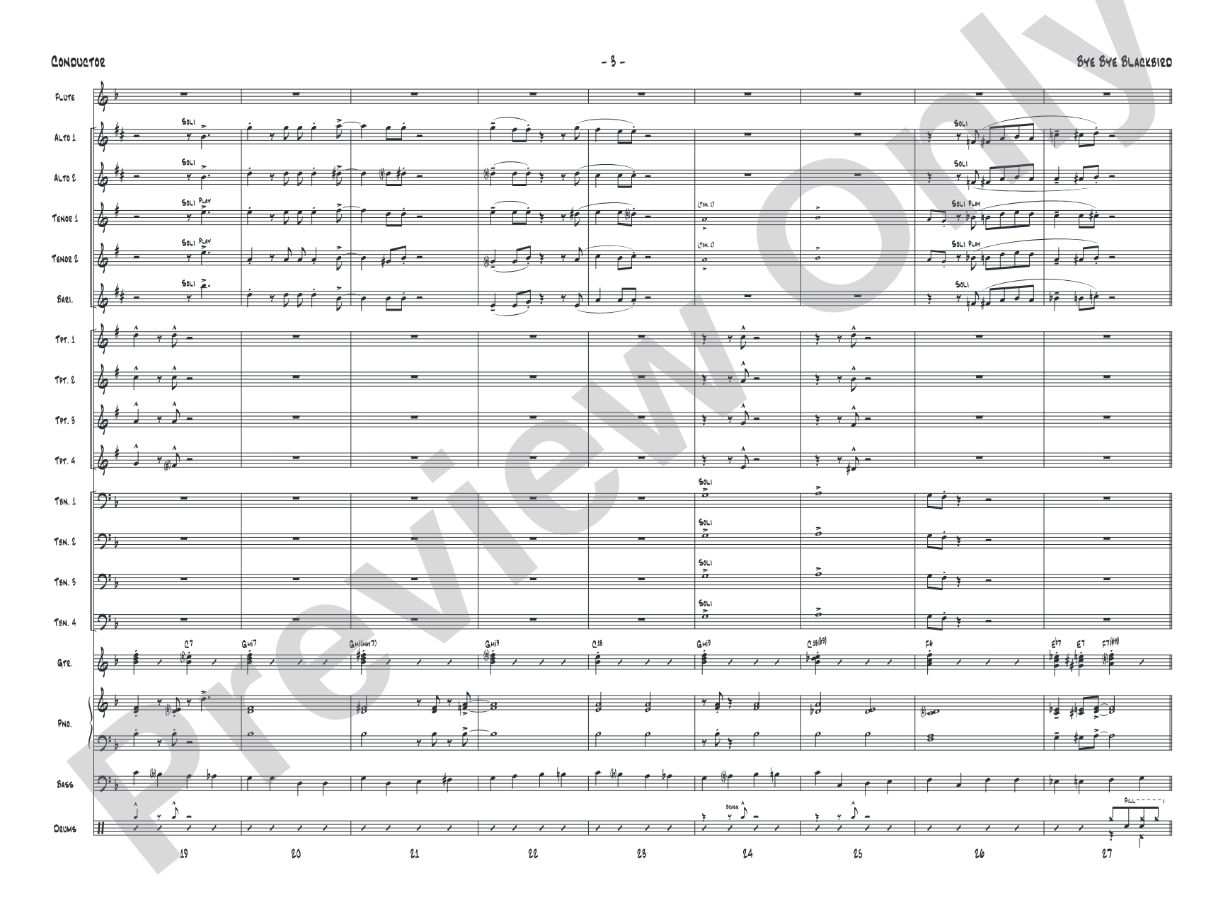 Bye Bye Blackbird: Jazz Ensemble Conductor Score & Parts