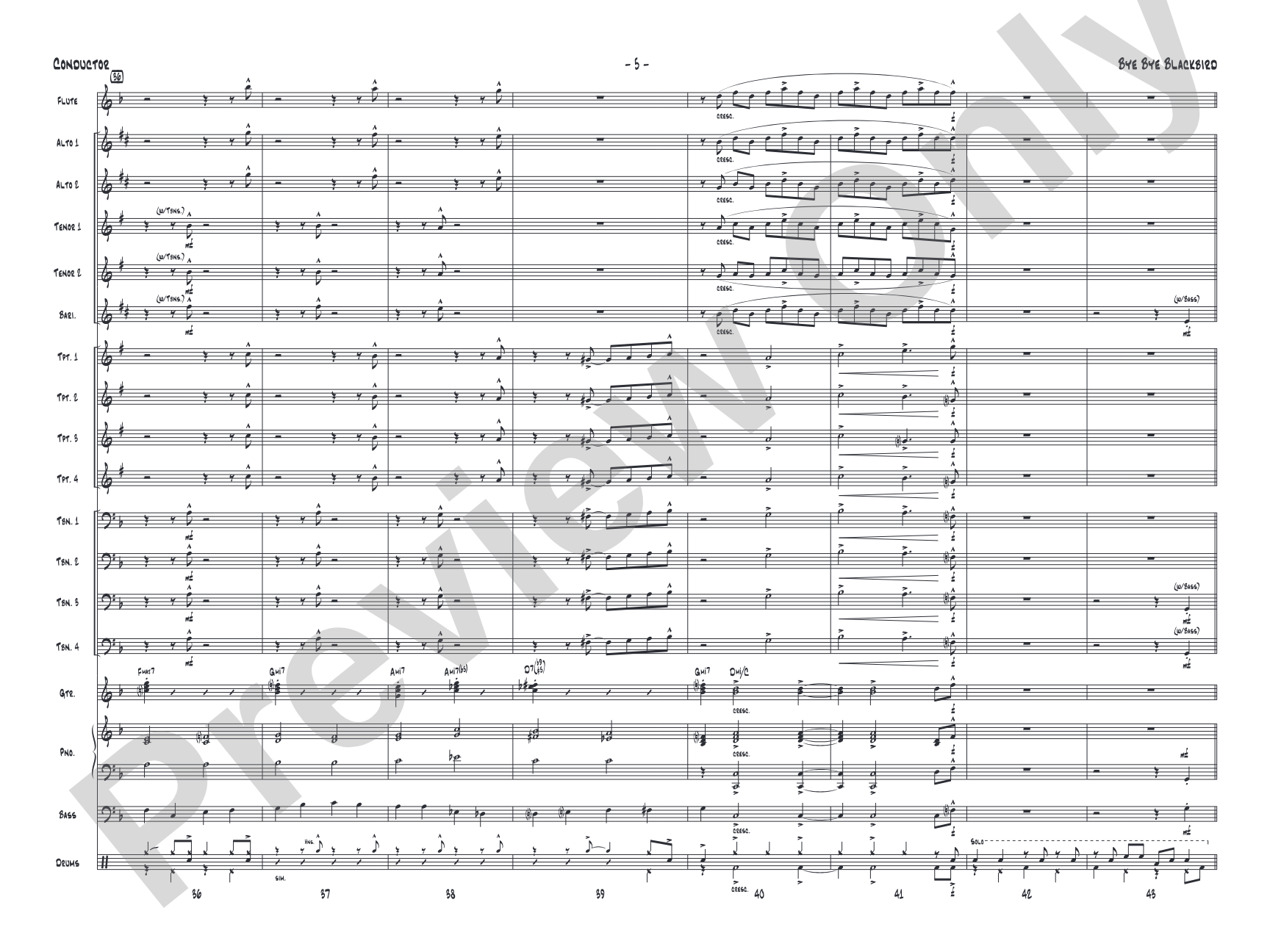Bye Bye Blackbird: Jazz Ensemble Conductor Score & Parts