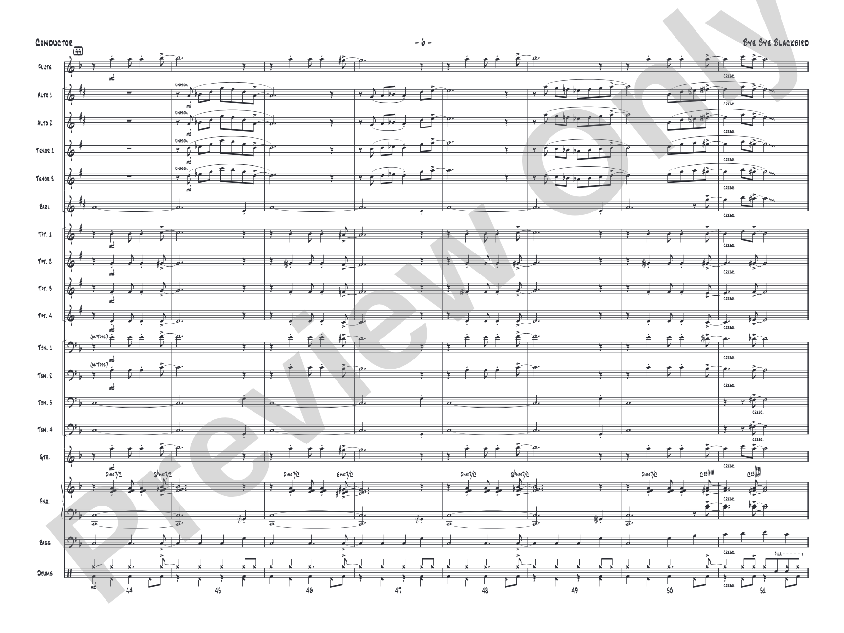 Bye Bye Blackbird: Jazz Ensemble Conductor Score & Parts