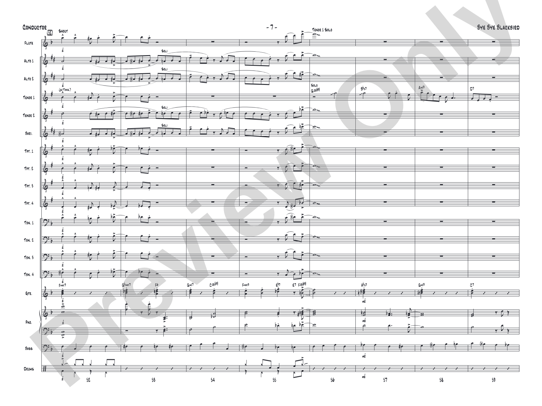 Bye Bye Blackbird: Jazz Ensemble Conductor Score & Parts
