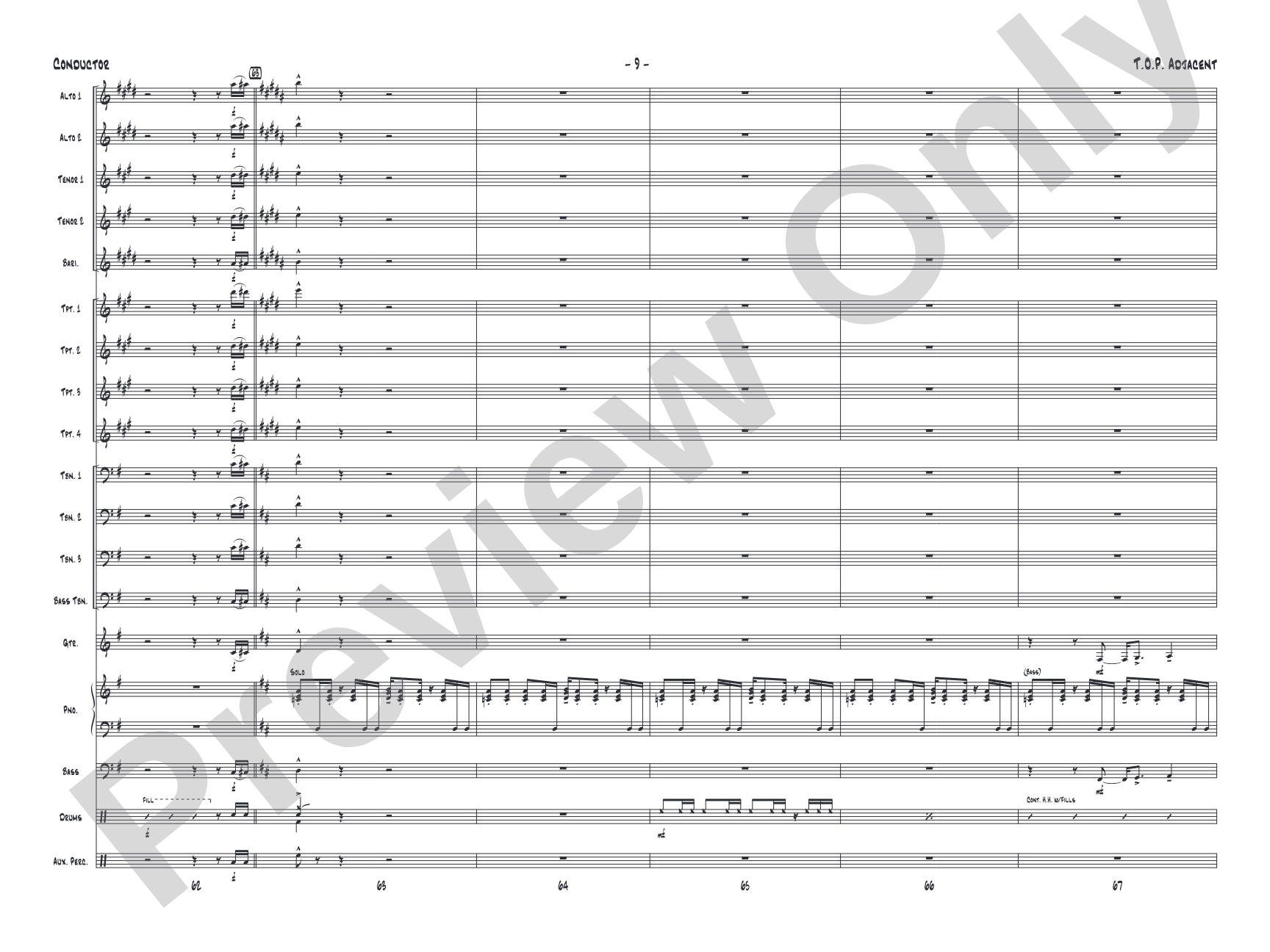T.O.P. Adjacent: Jazz Ensemble Conductor Score & Parts