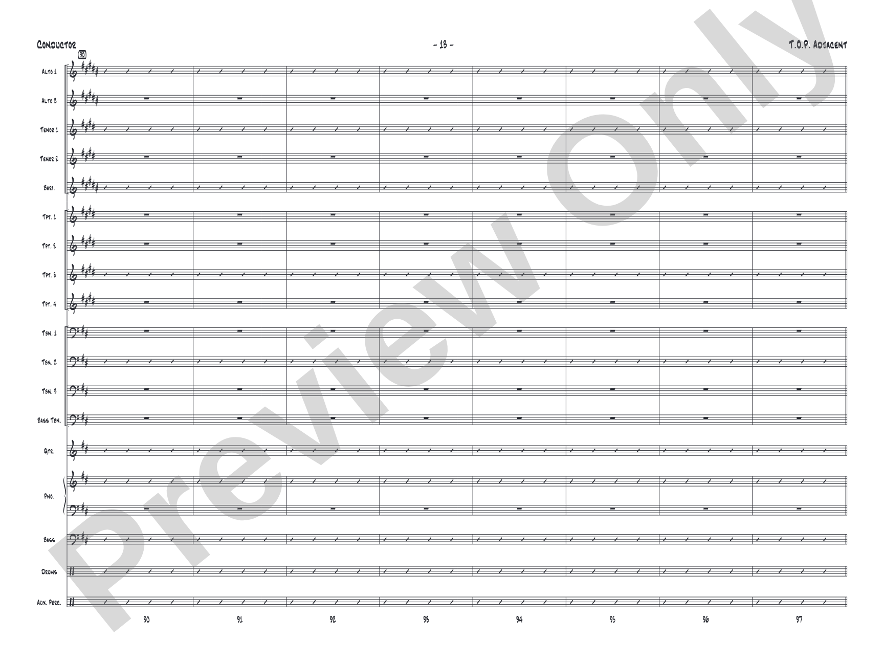 T.O.P. Adjacent: Jazz Ensemble Conductor Score & Parts