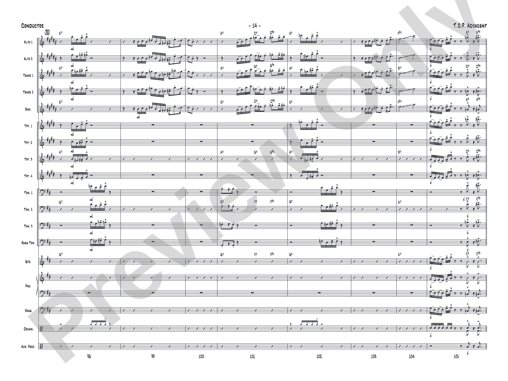 T.O.P. Adjacent: Jazz Ensemble Conductor Score & Parts