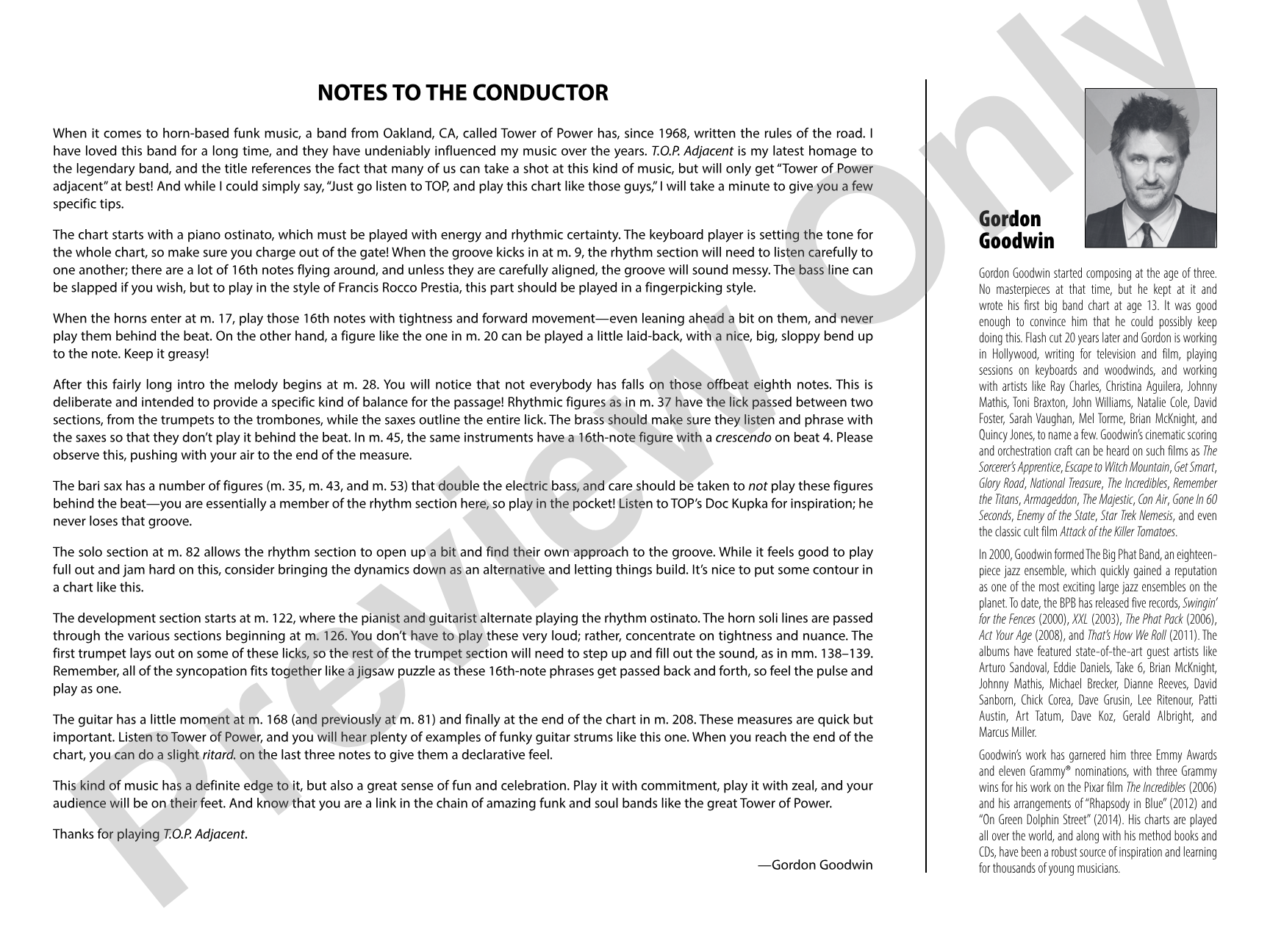 T.O.P. Adjacent: Jazz Ensemble Conductor Score & Parts