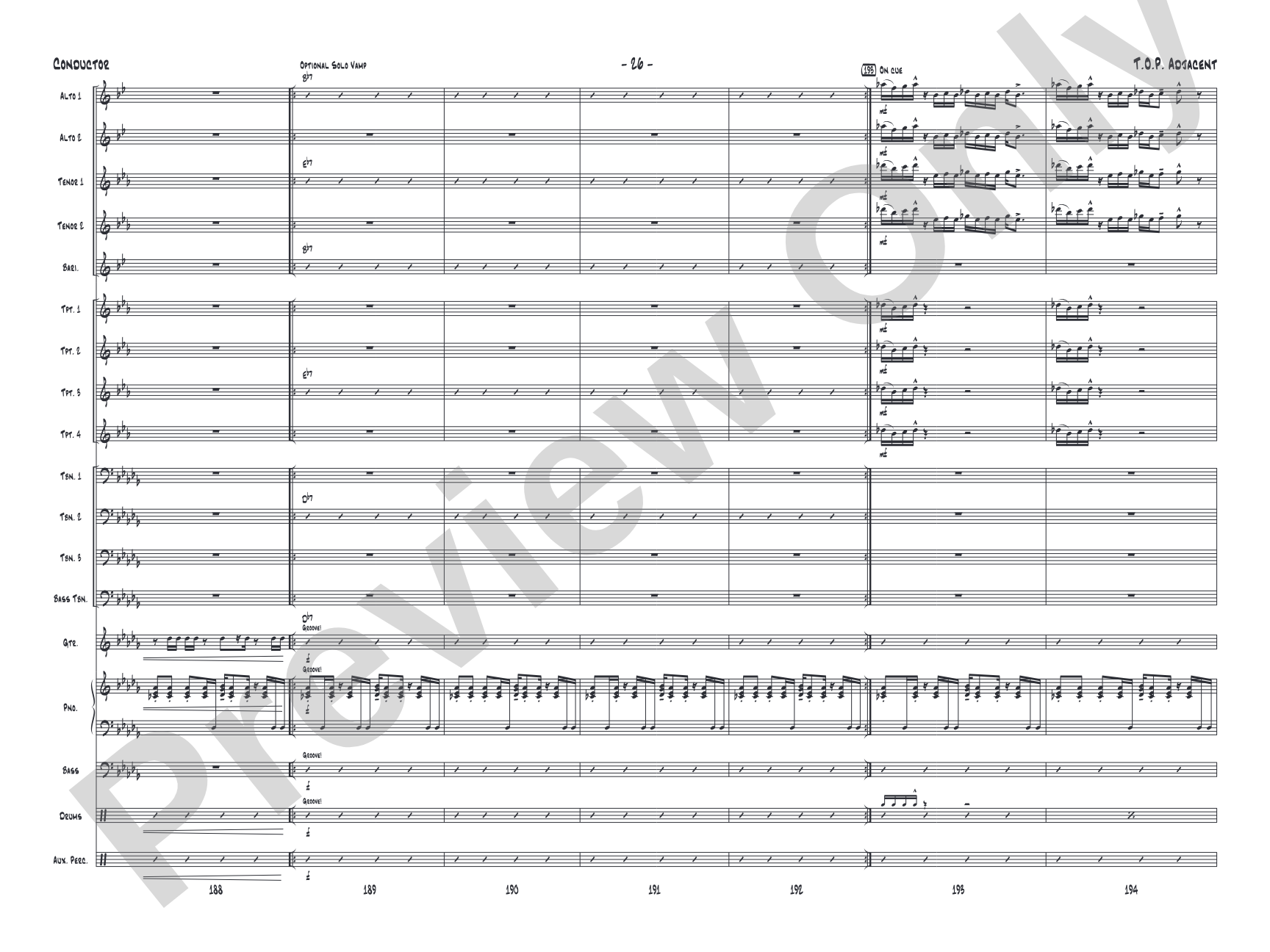 T.O.P. Adjacent: Jazz Ensemble Conductor Score & Parts